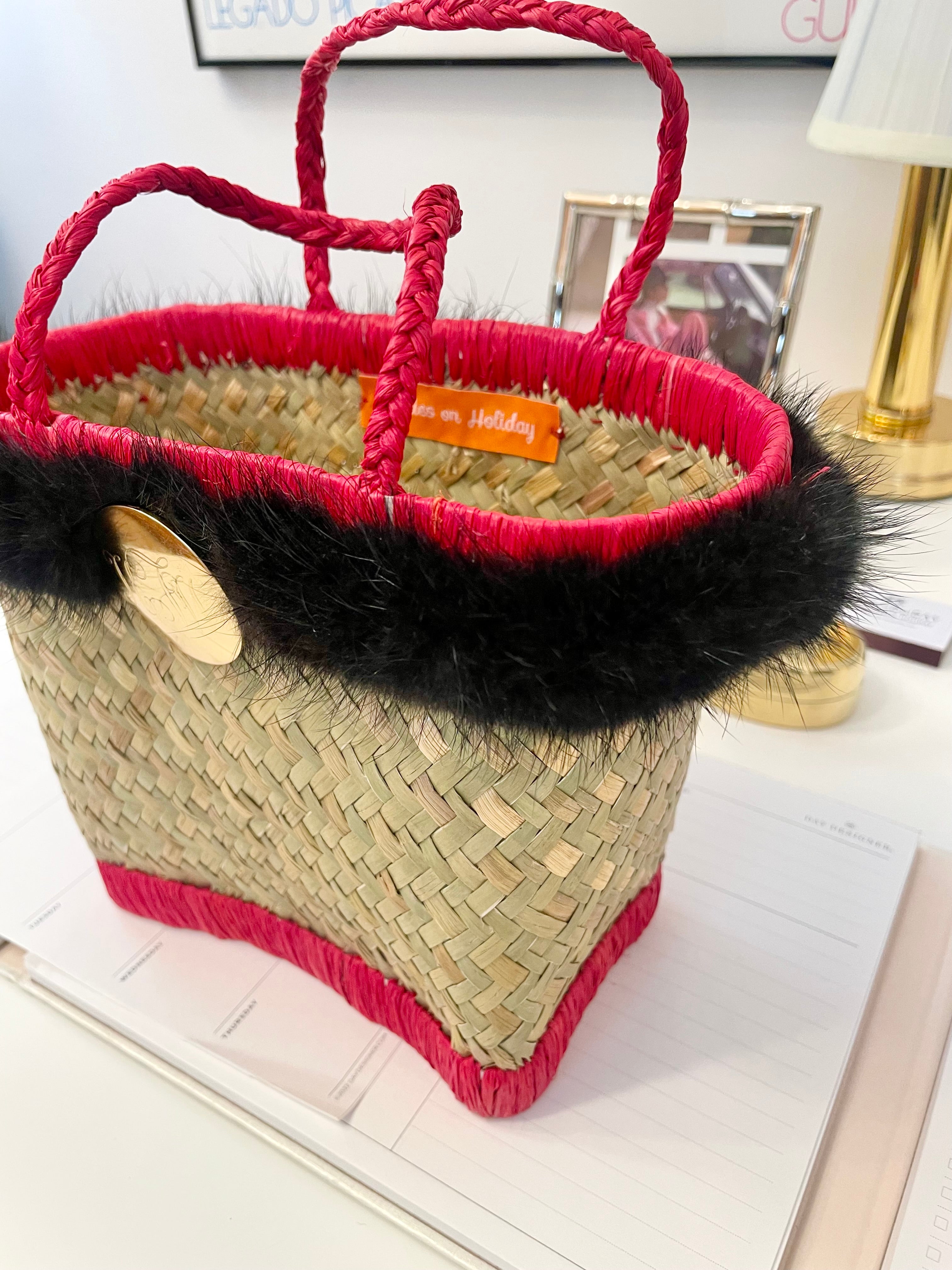 The most divine fox fur trim basket bag.... so preppy