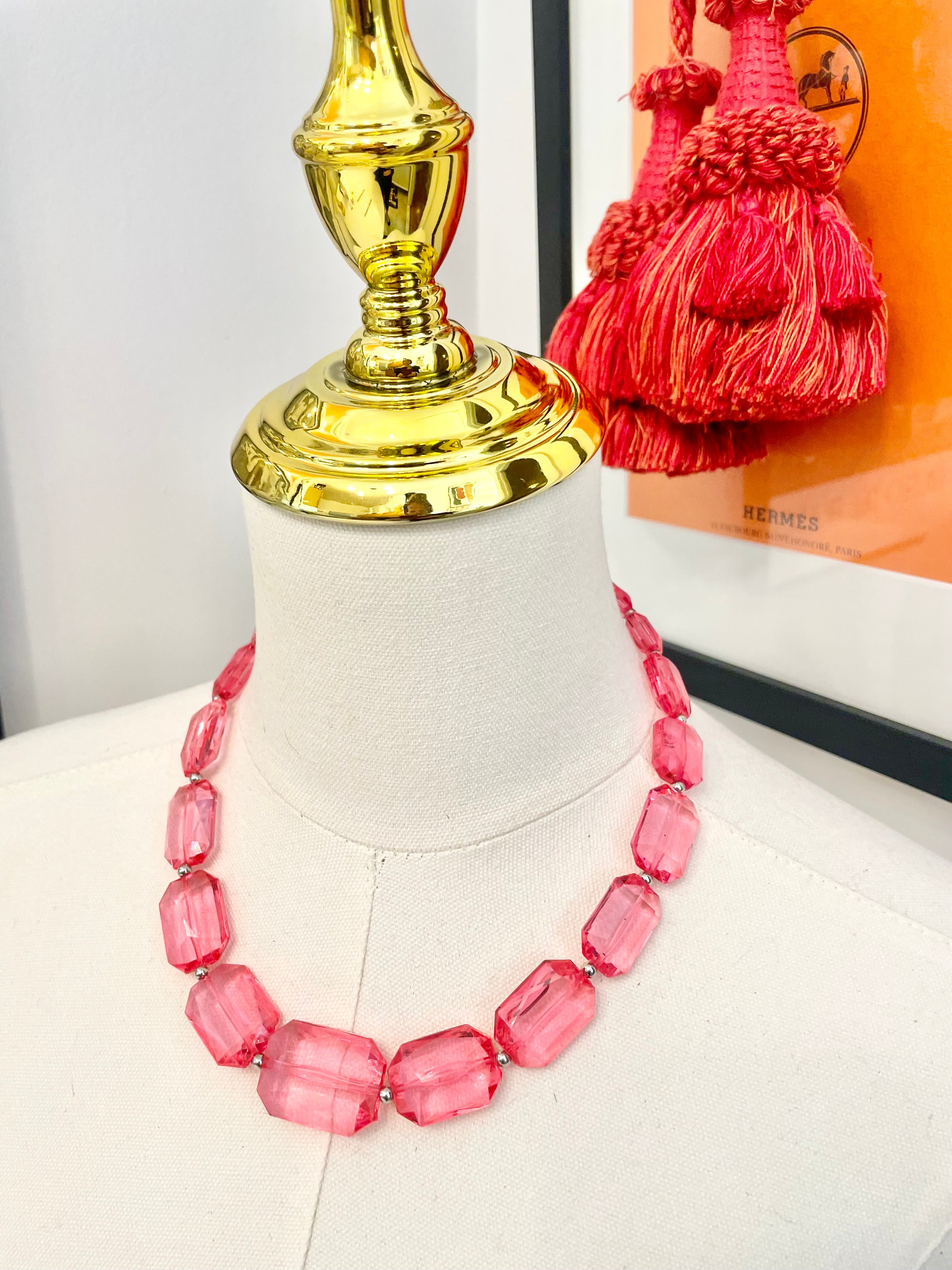 The Flirty gal is always in love with a classy pink necklace...