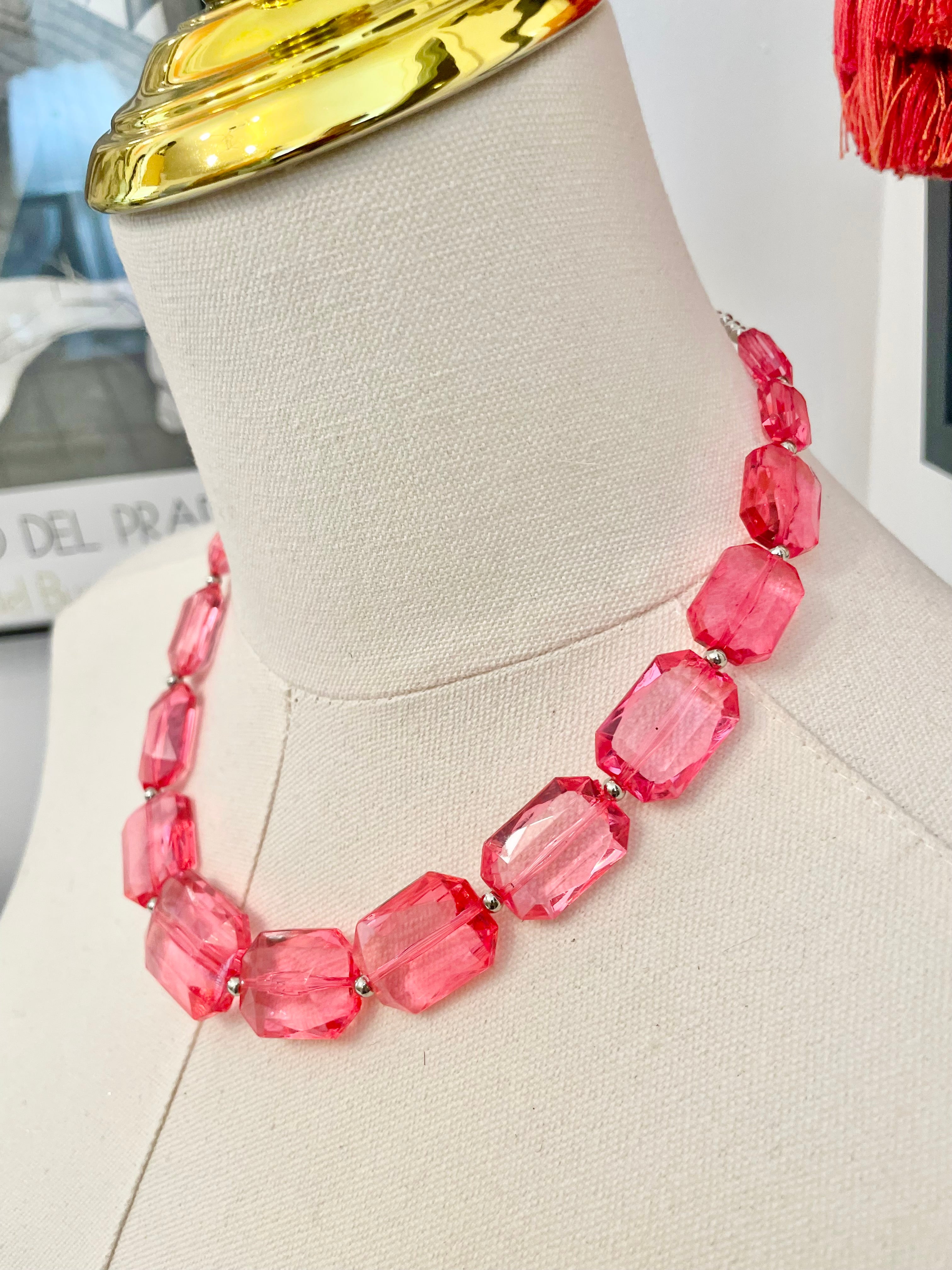 The Flirty gal is always in love with a classy pink necklace...