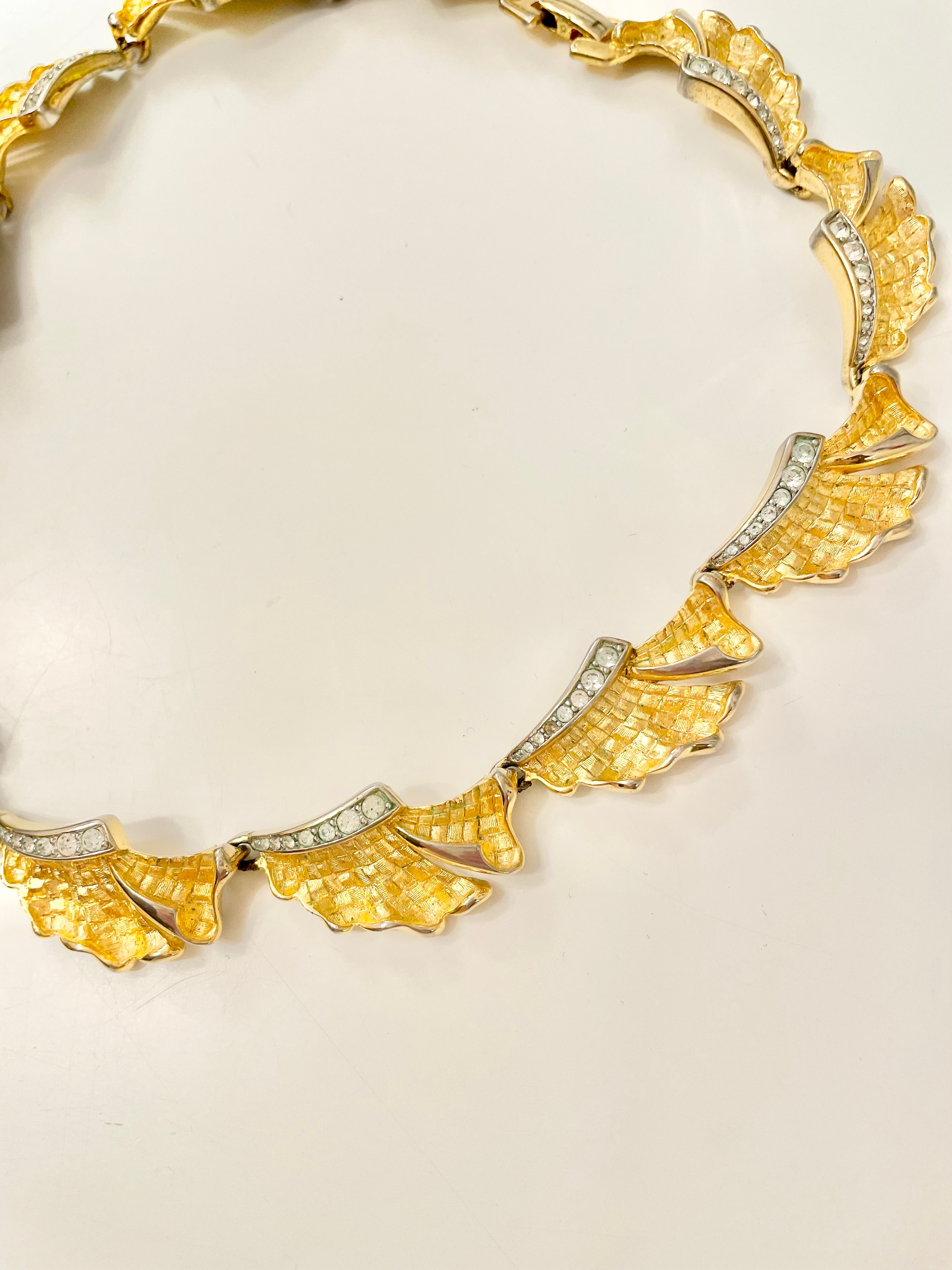 Vintage 1960's Socialite gold and pave set stone collar necklace. A rare beauty!