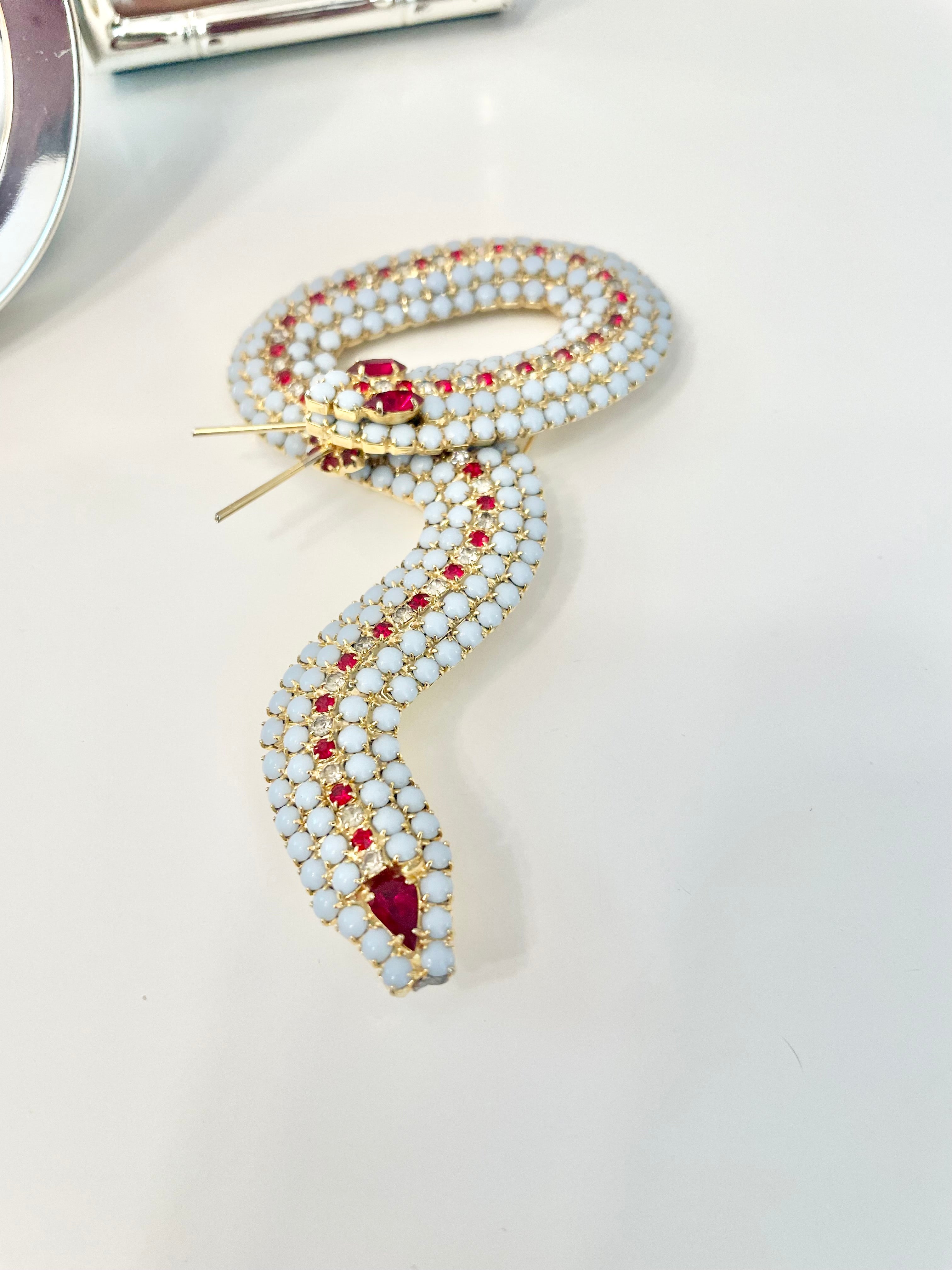 Absolutely stunning snake figural brooch... dramatic, and so elegant!