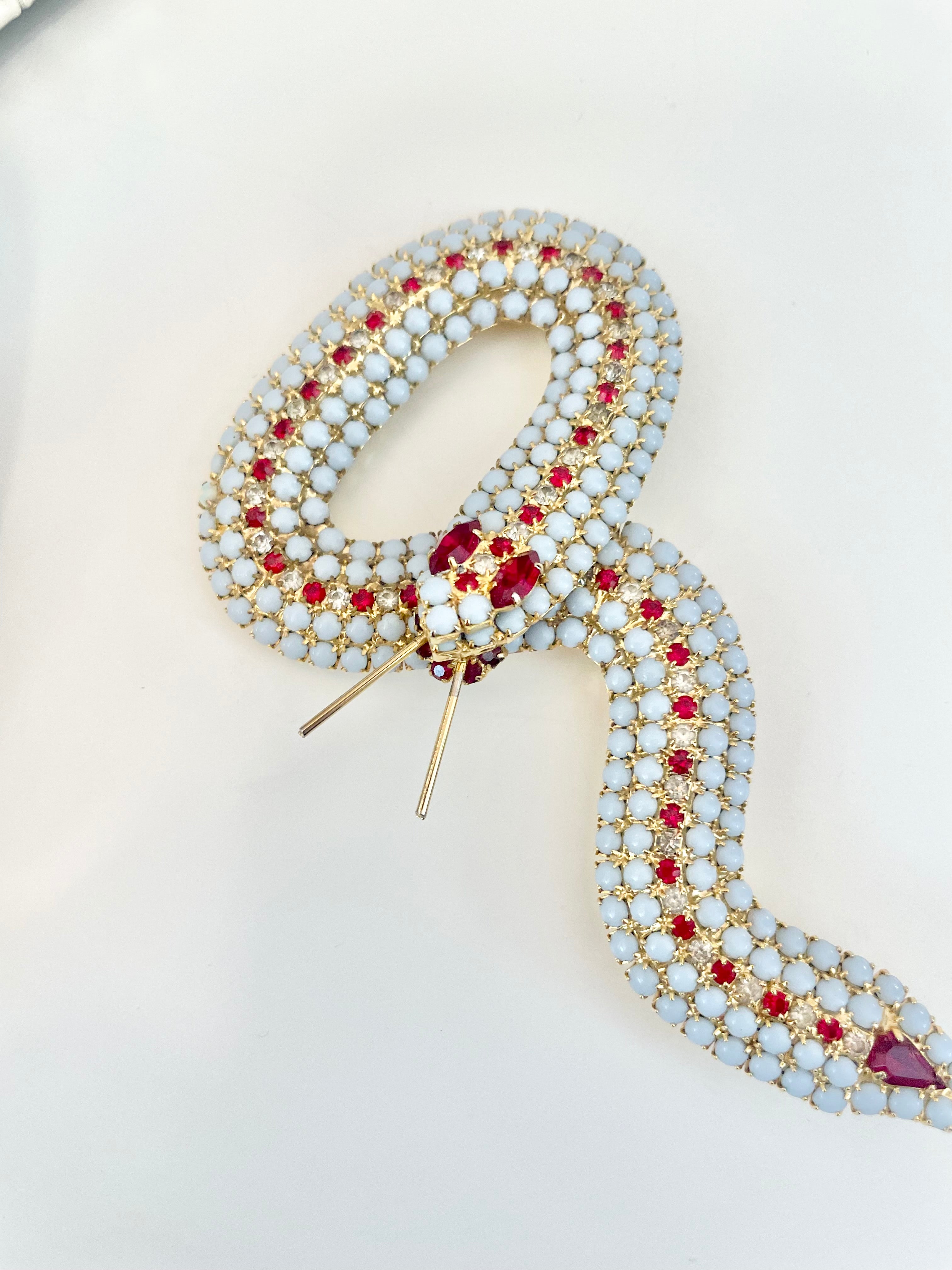 Absolutely stunning snake figural brooch... dramatic, and so elegant!