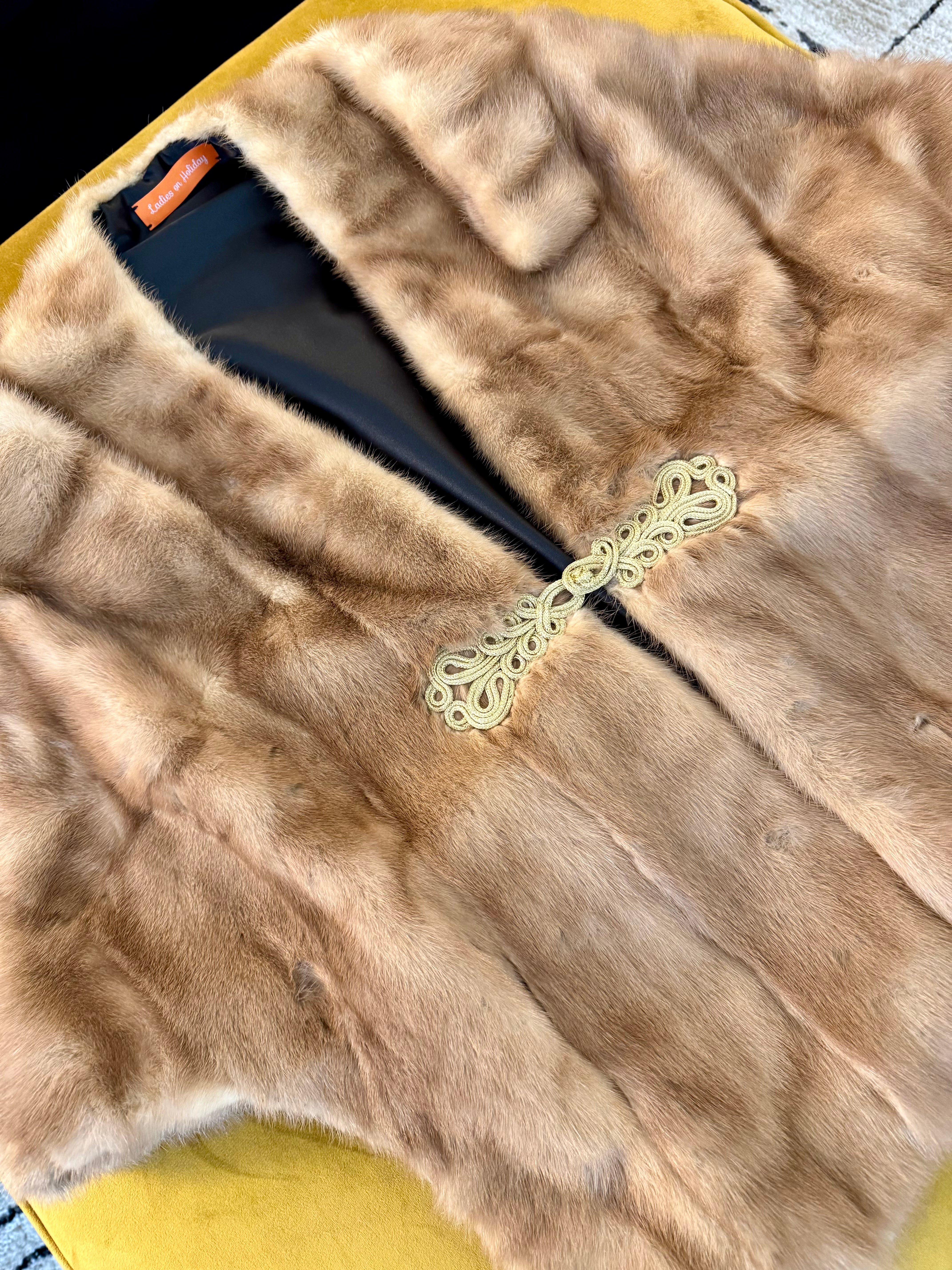 Vintage stunning mink shawl with classy frog closure.