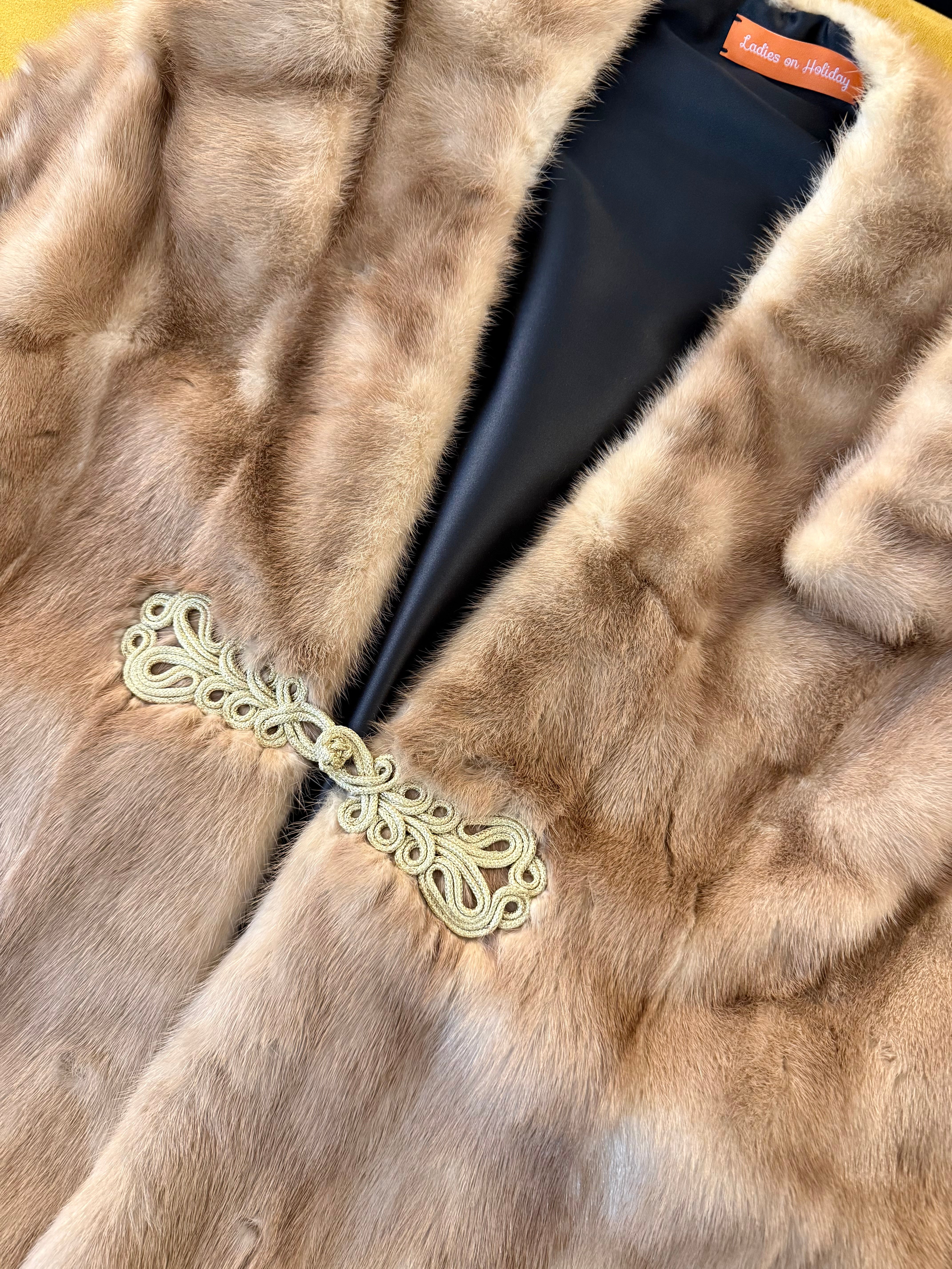 Vintage stunning mink shawl with classy frog closure.