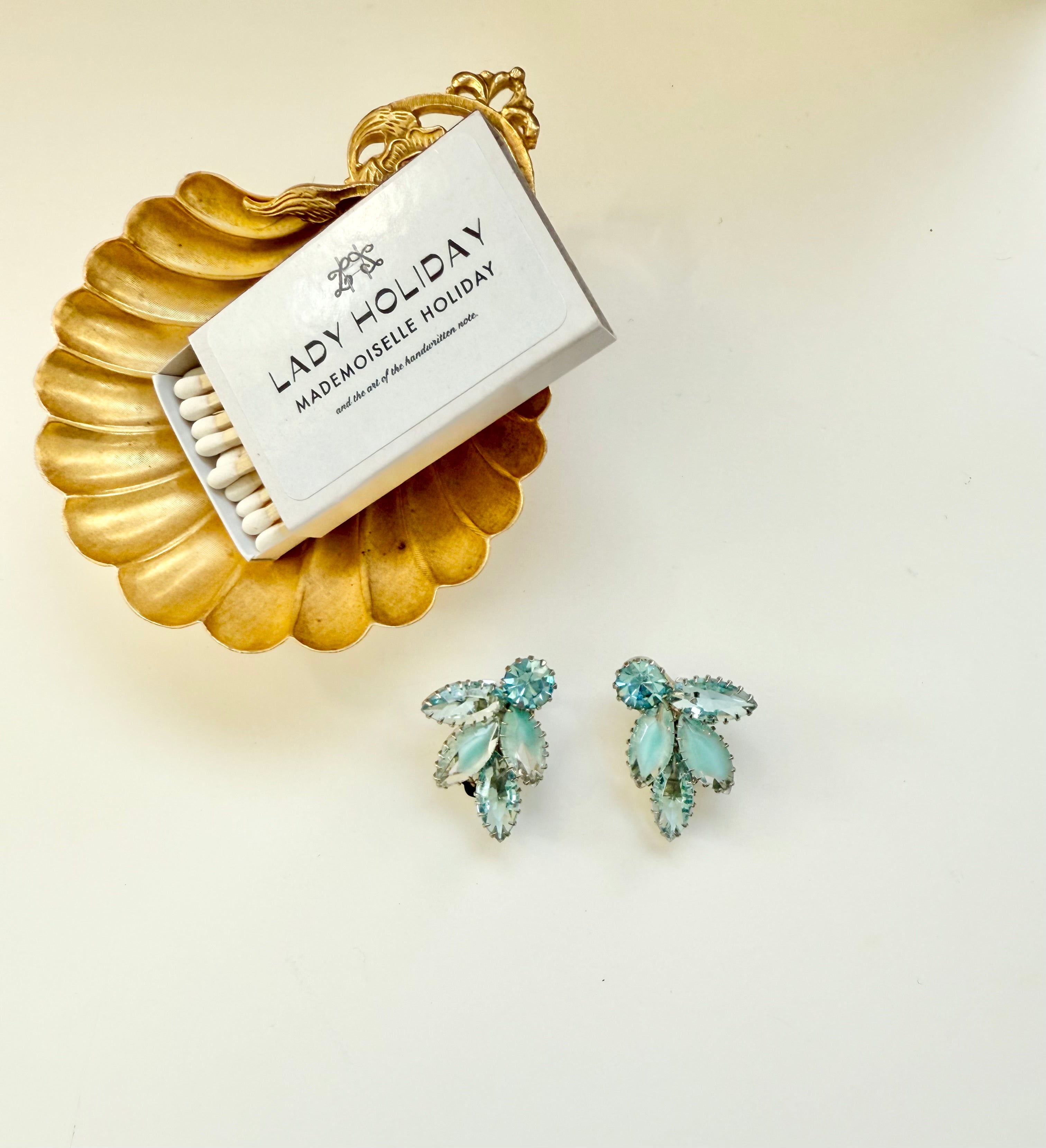 1960's aqua glass super fancy earrings....so elegant