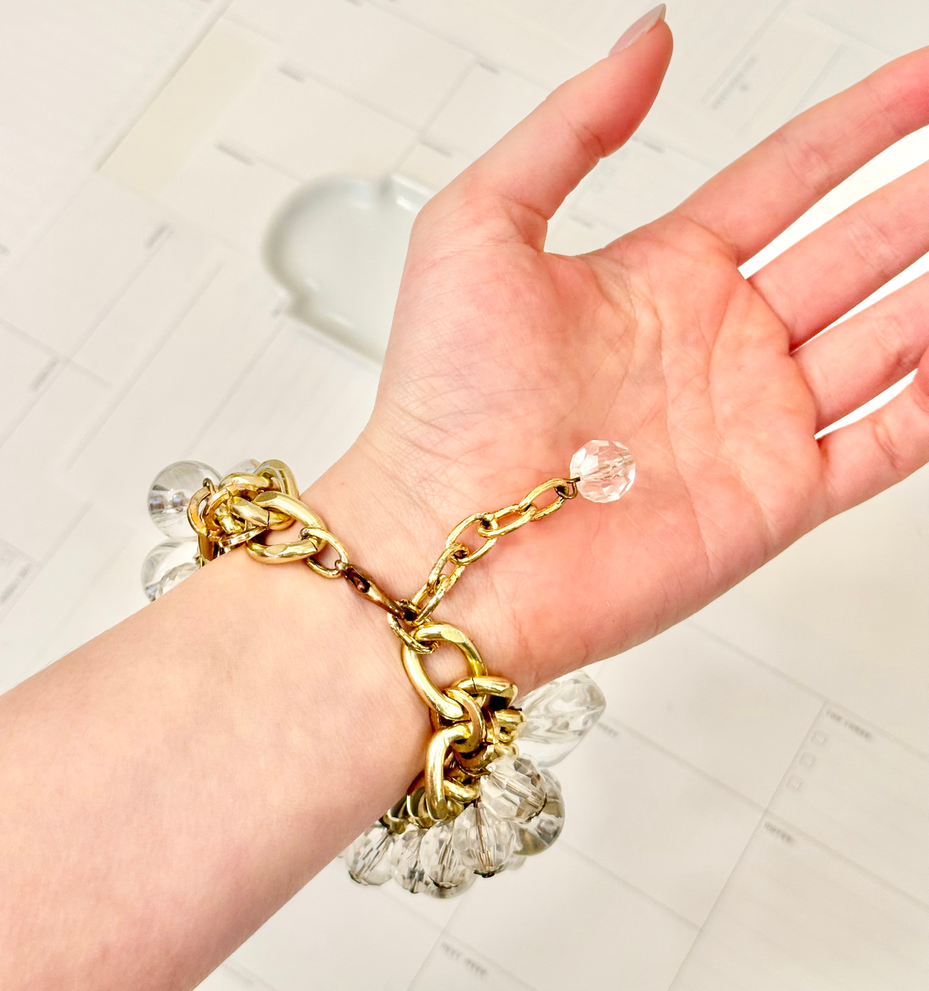 That dramatic lucite charm bracelet....so extraordinary
