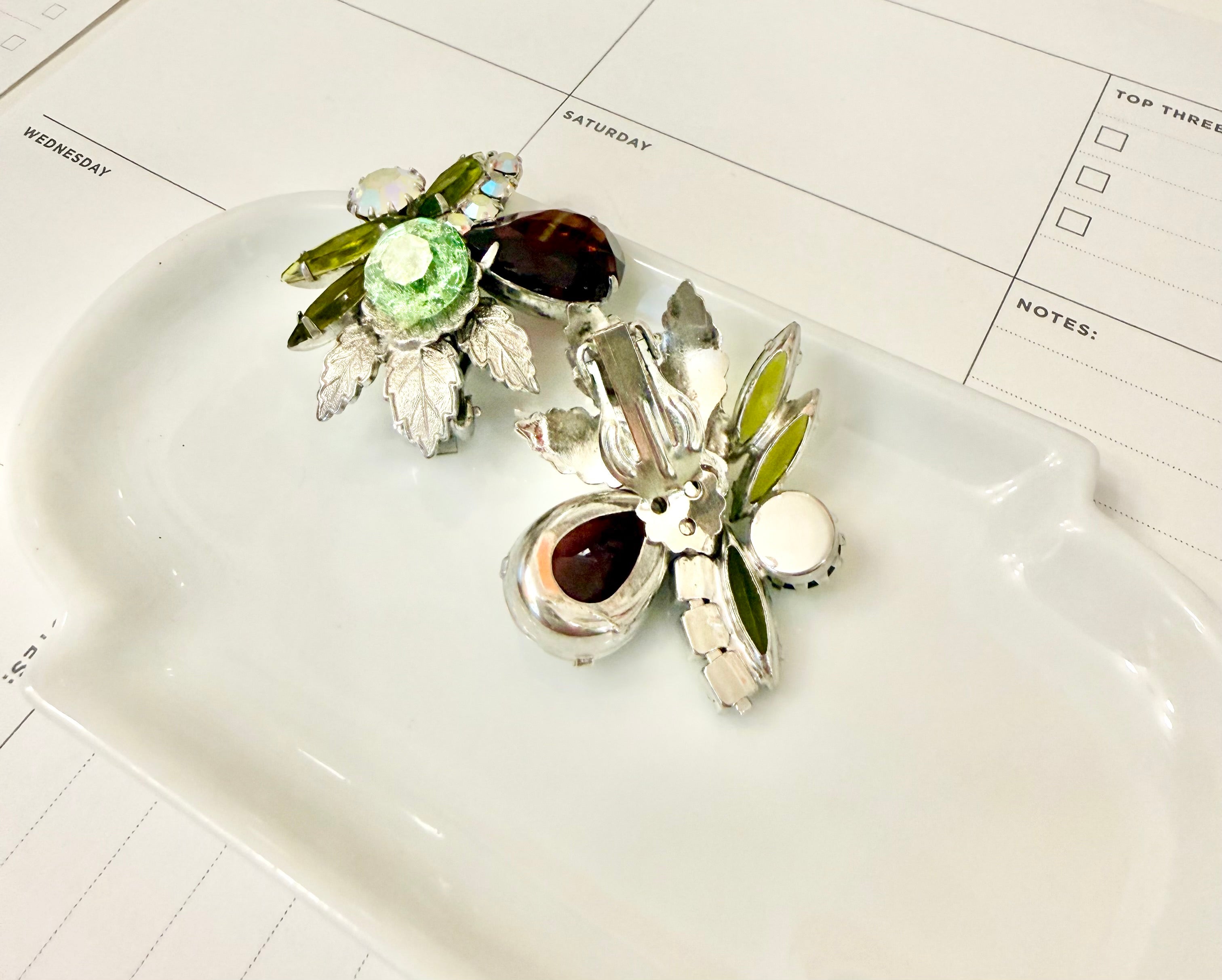 1960's most delicious ameythst glass clip on earrings... so fancy