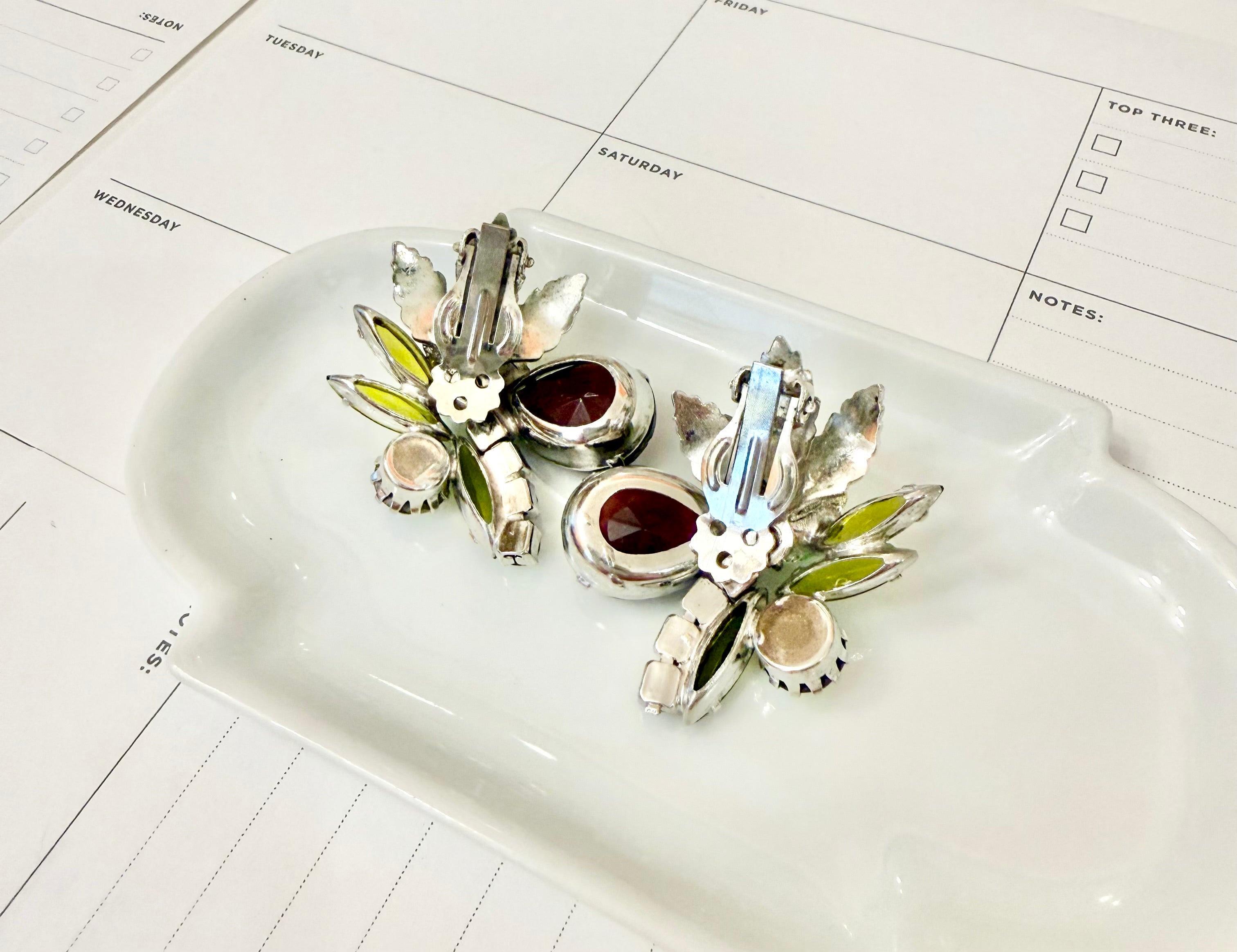 1960's most delicious ameythst glass clip on earrings... so fancy