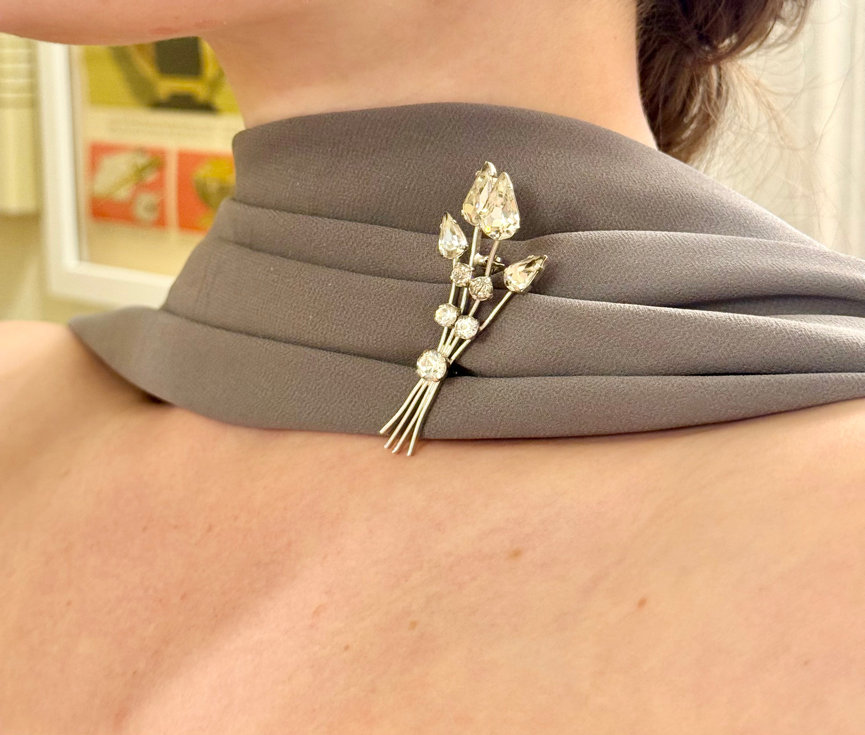 1940's most delicious Austrian glass floral sprig brooch... so darling