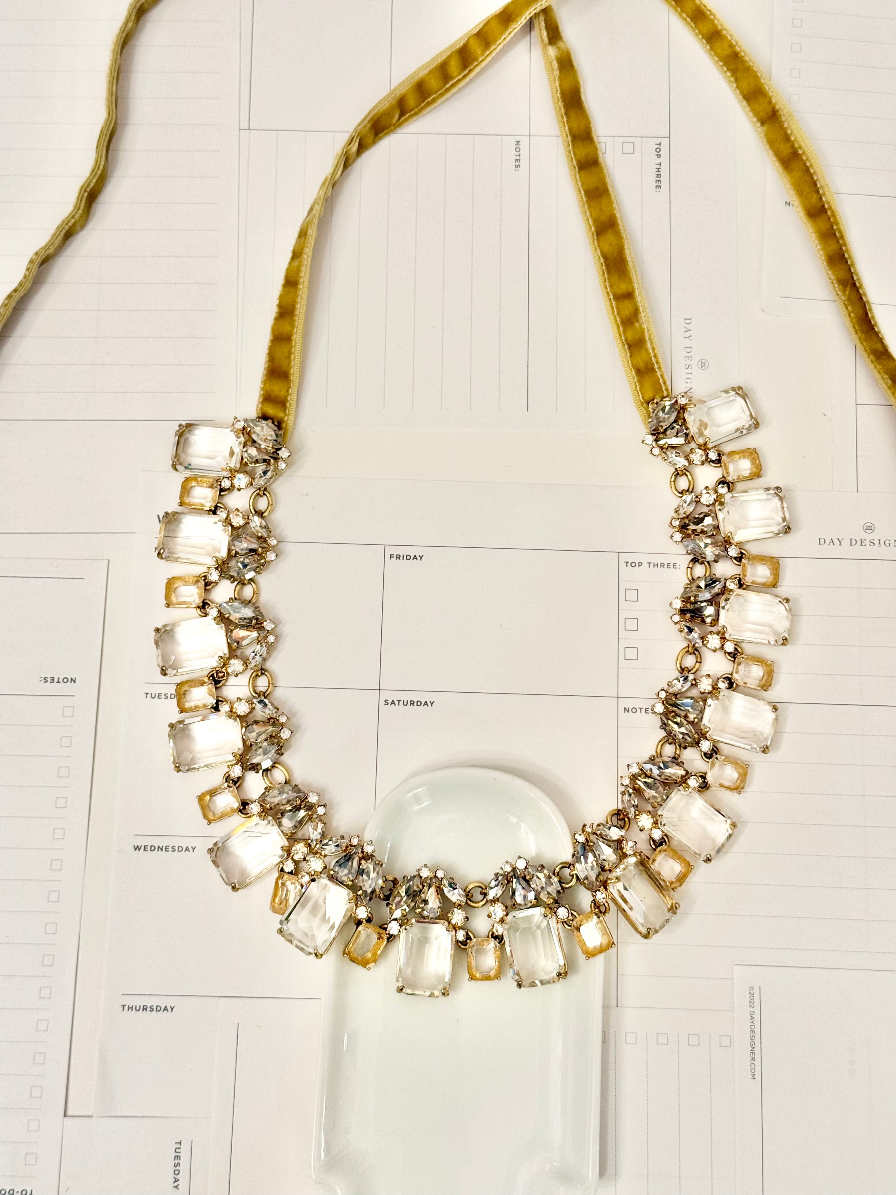 Ladies on Holiday reimagined stunning necklace with vintage french velvet.