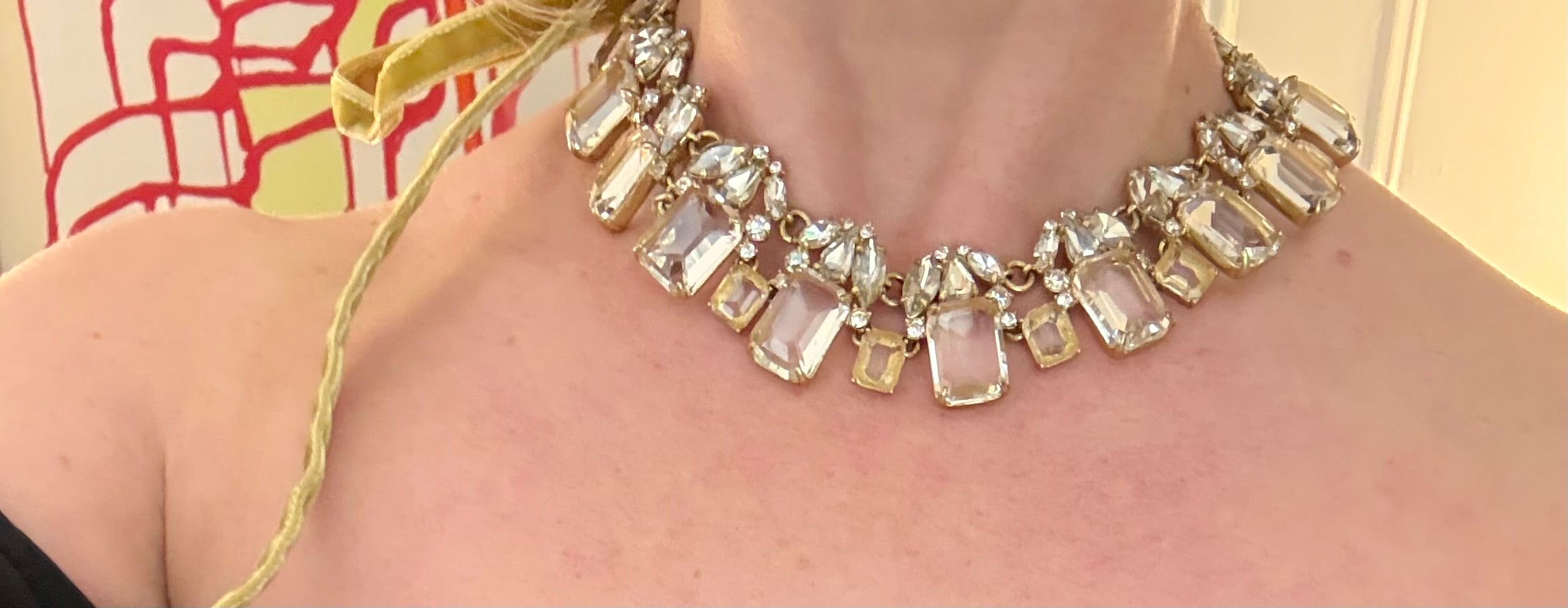 Ladies on Holiday reimagined stunning necklace with vintage french velvet.