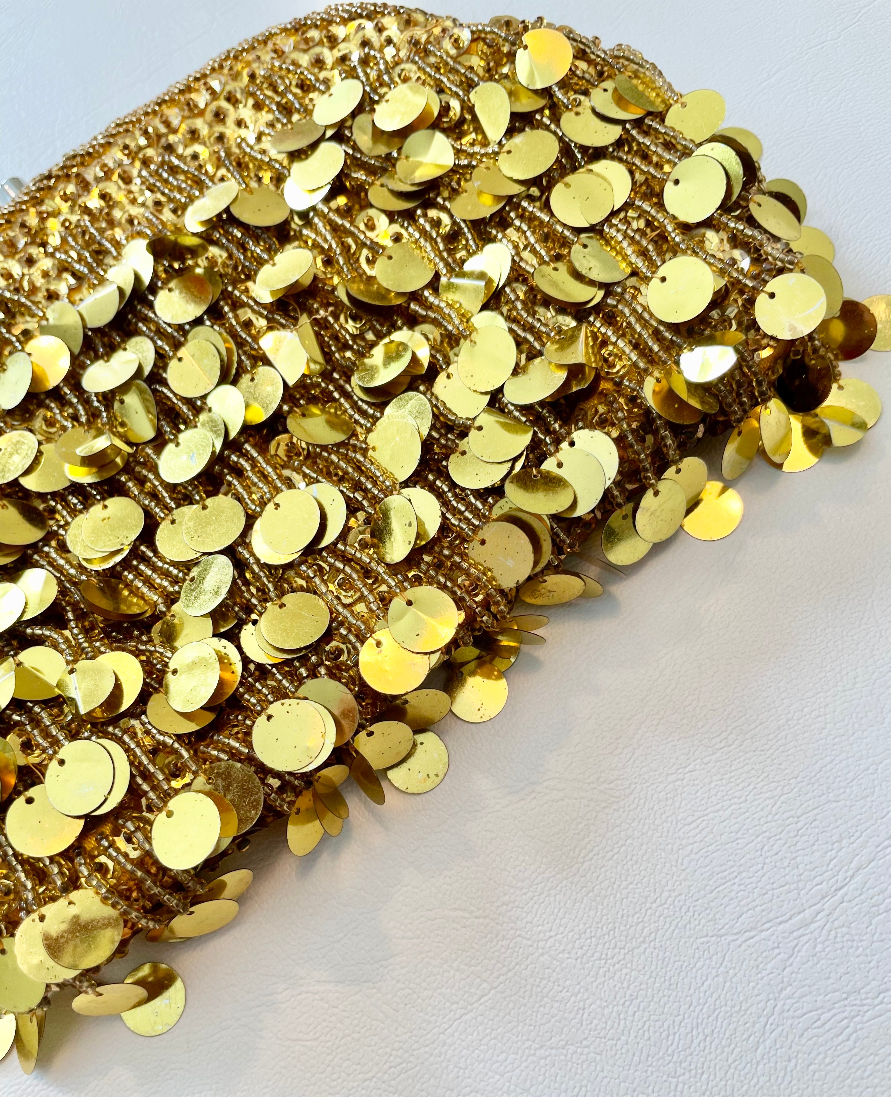 Vintage 1960's gold sequin and beaded party girl clutch bag... so divine bag