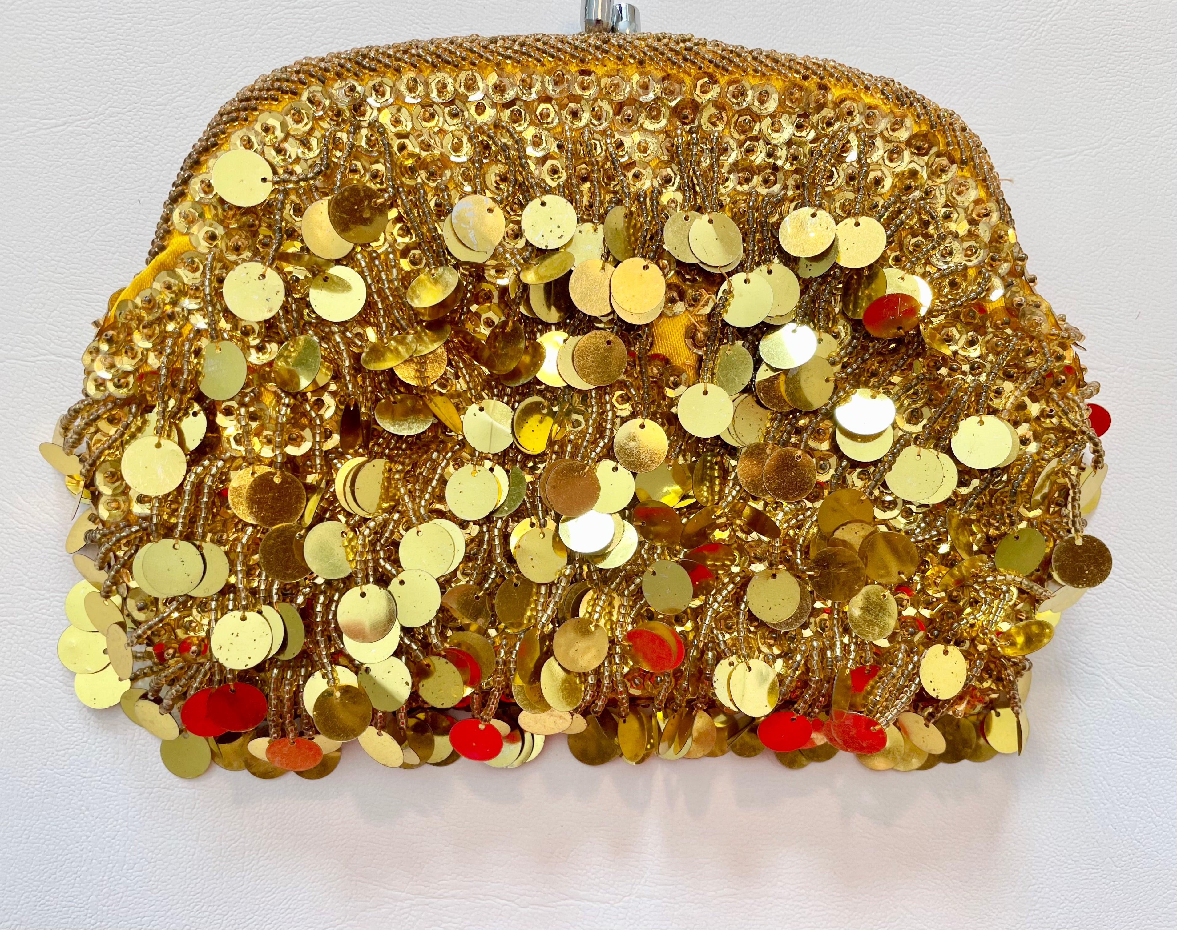 Vintage 1960's gold sequin and beaded party girl clutch bag... so divine bag