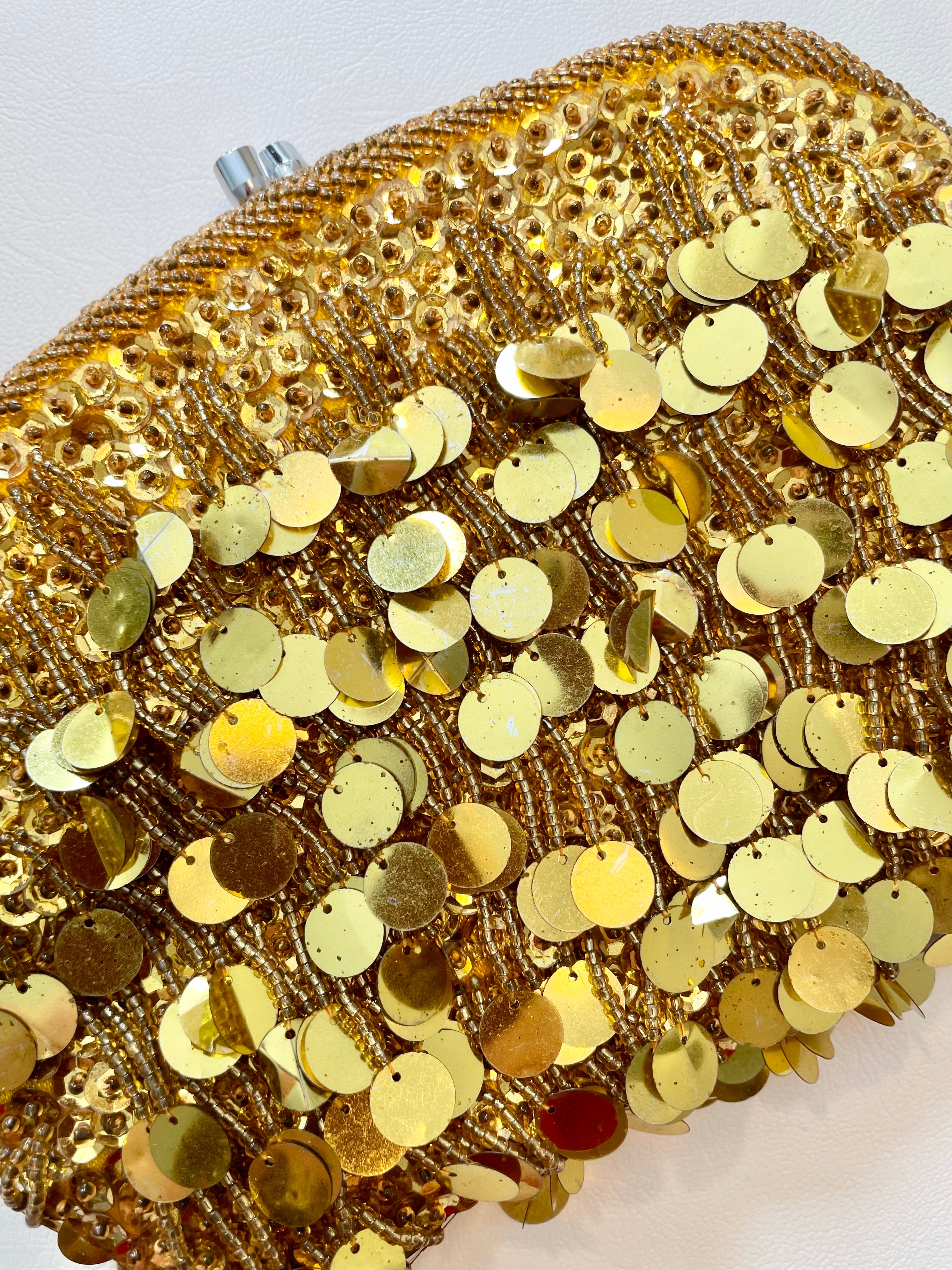 Vintage 1960's gold sequin and beaded party girl clutch bag... so divine bag