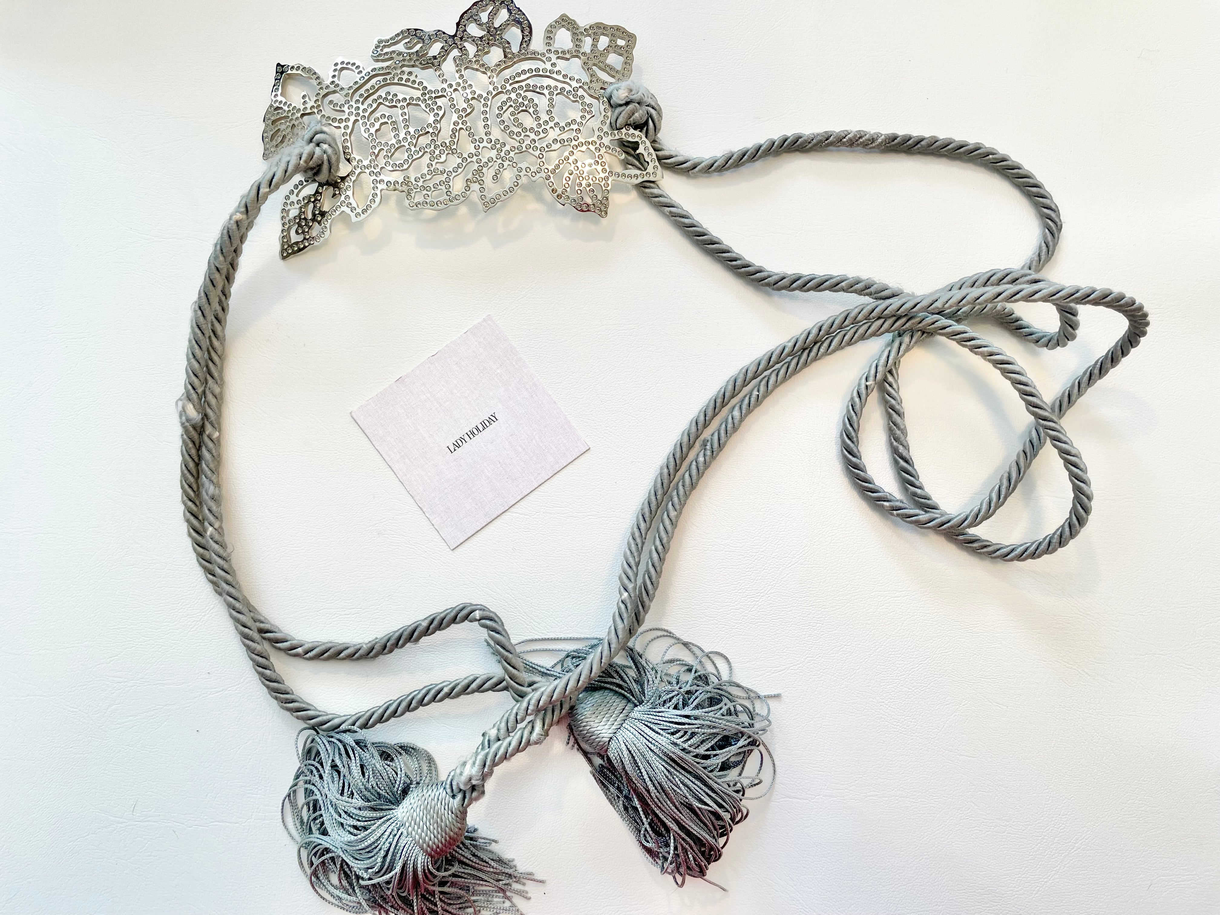 Authentic vintage Valentino gray silk cord stunning belt... love the tassels.