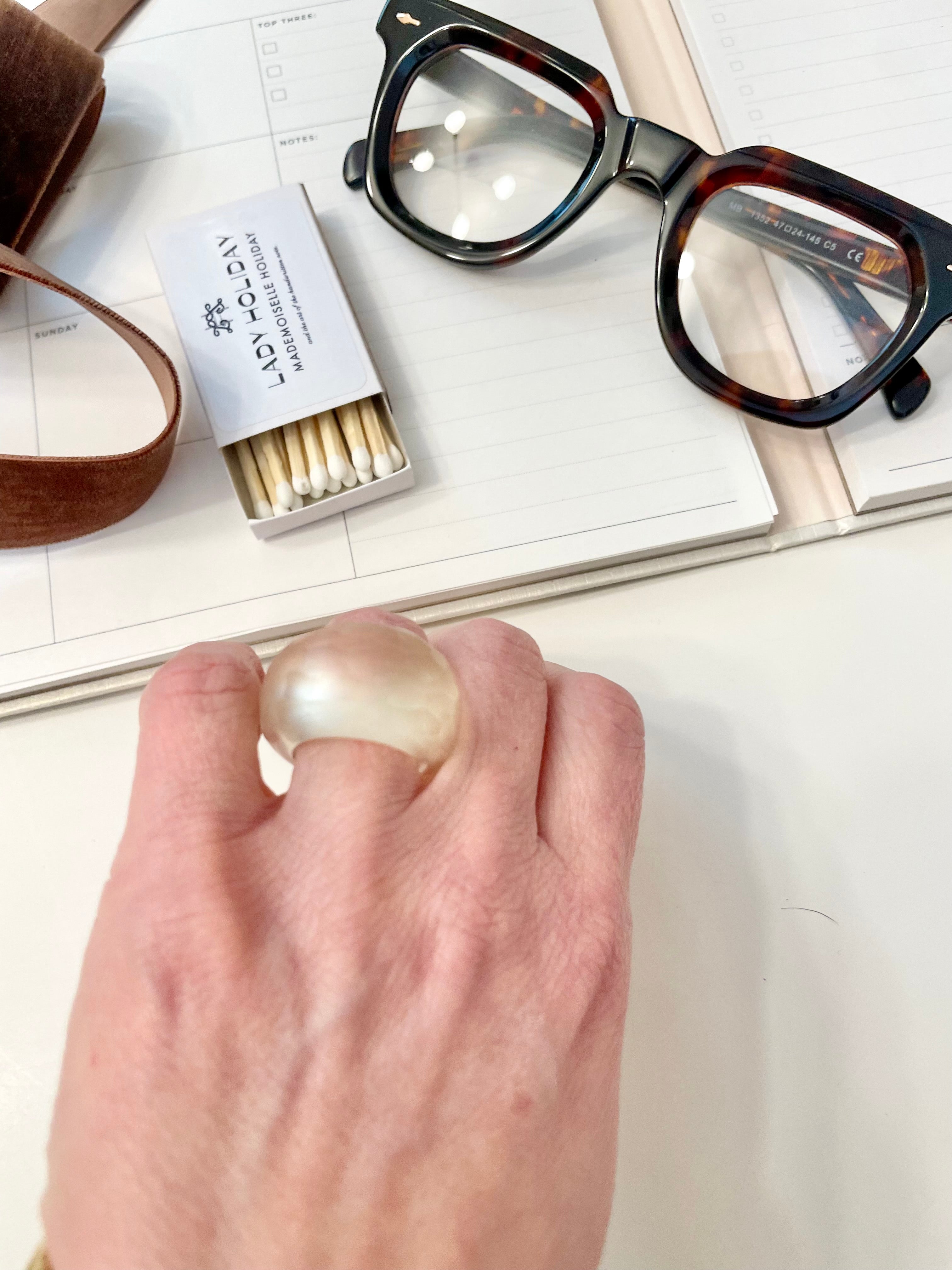 The most delightful frosted lucite mod style ring... so chic