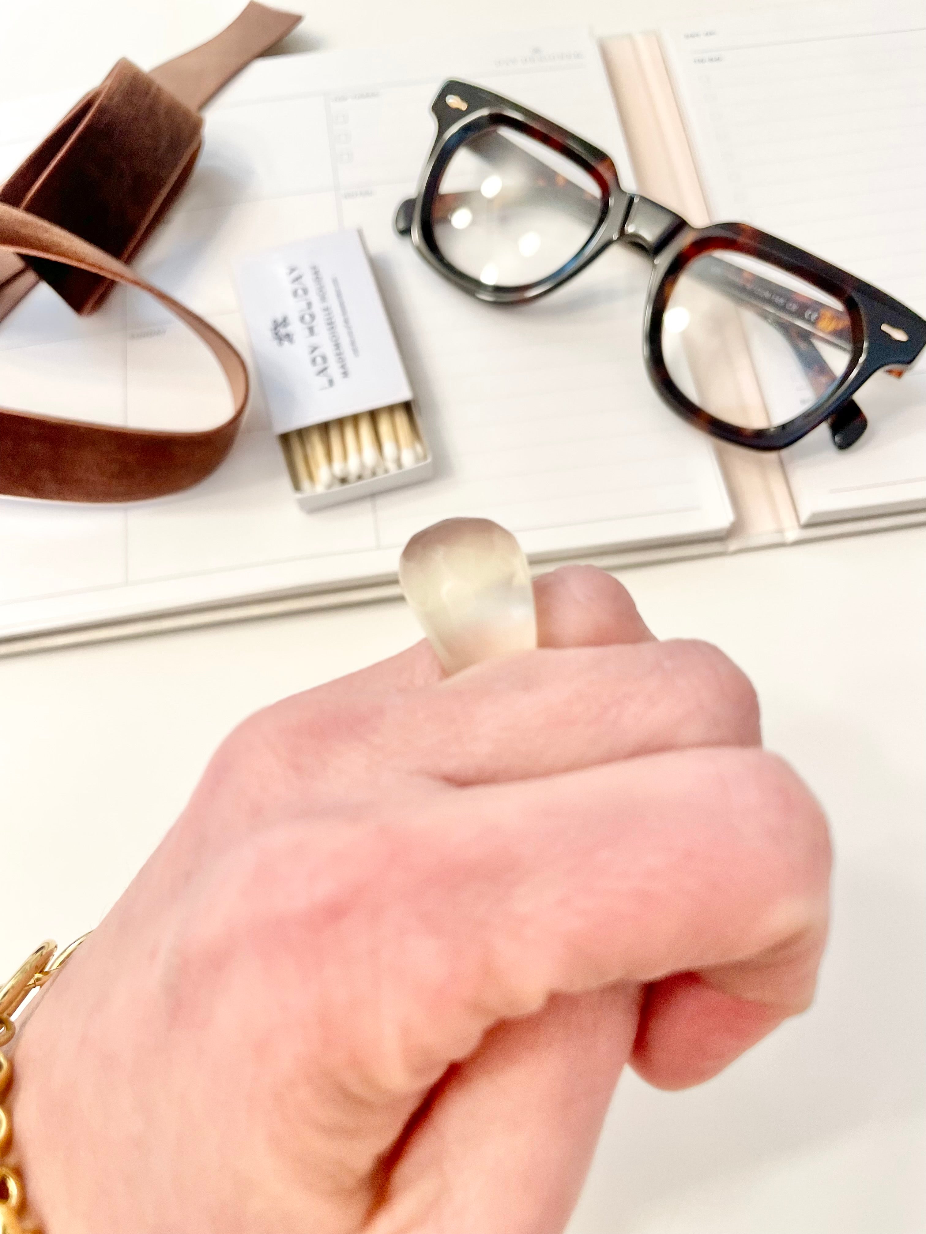 The most delightful frosted lucite mod style ring... so chic