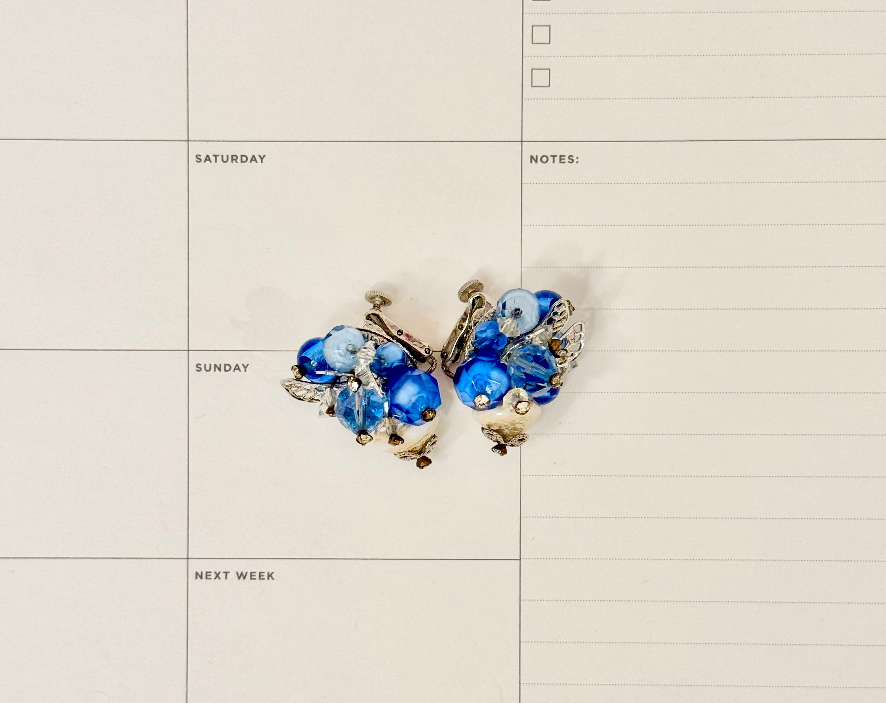 1950's stunning glass button earrings.... so elegant