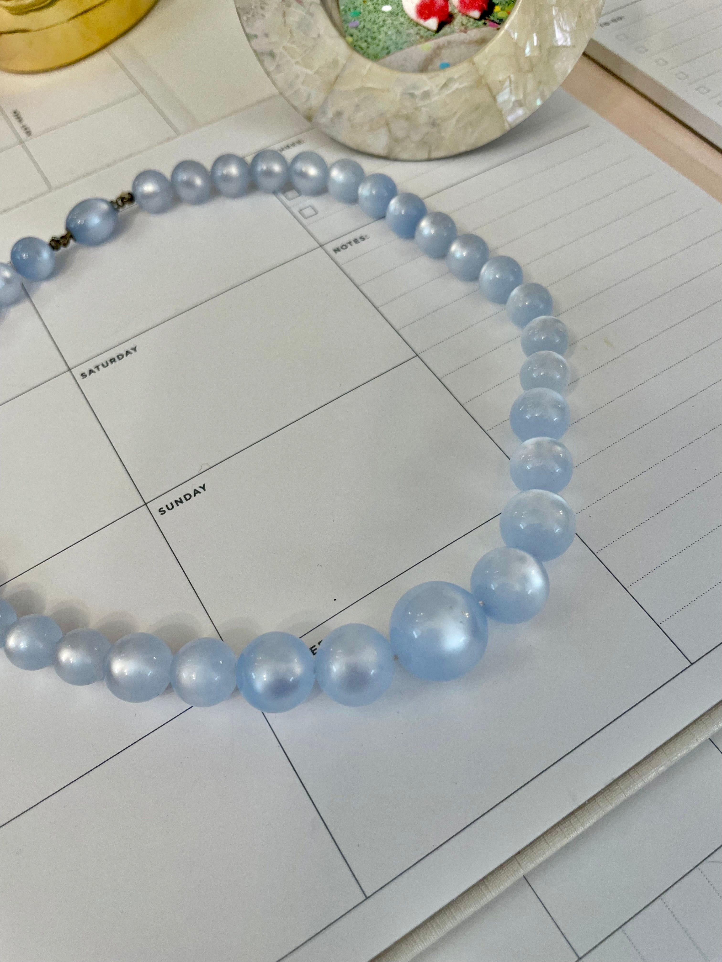 1960's feminine soft blue moon glow necklace... so charming