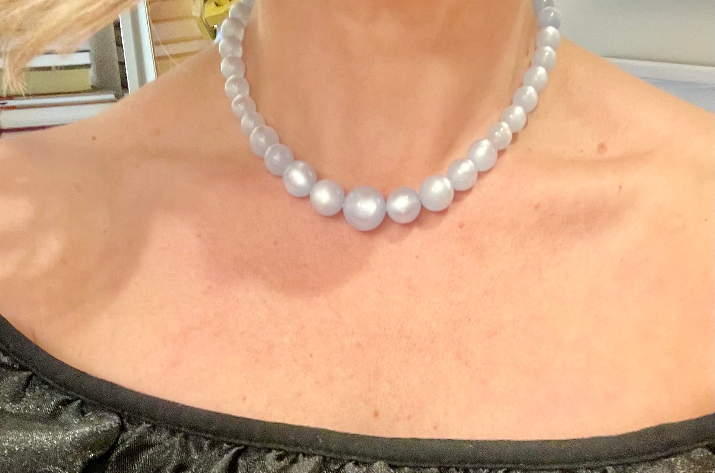 1960's feminine soft blue moon glow necklace... so charming