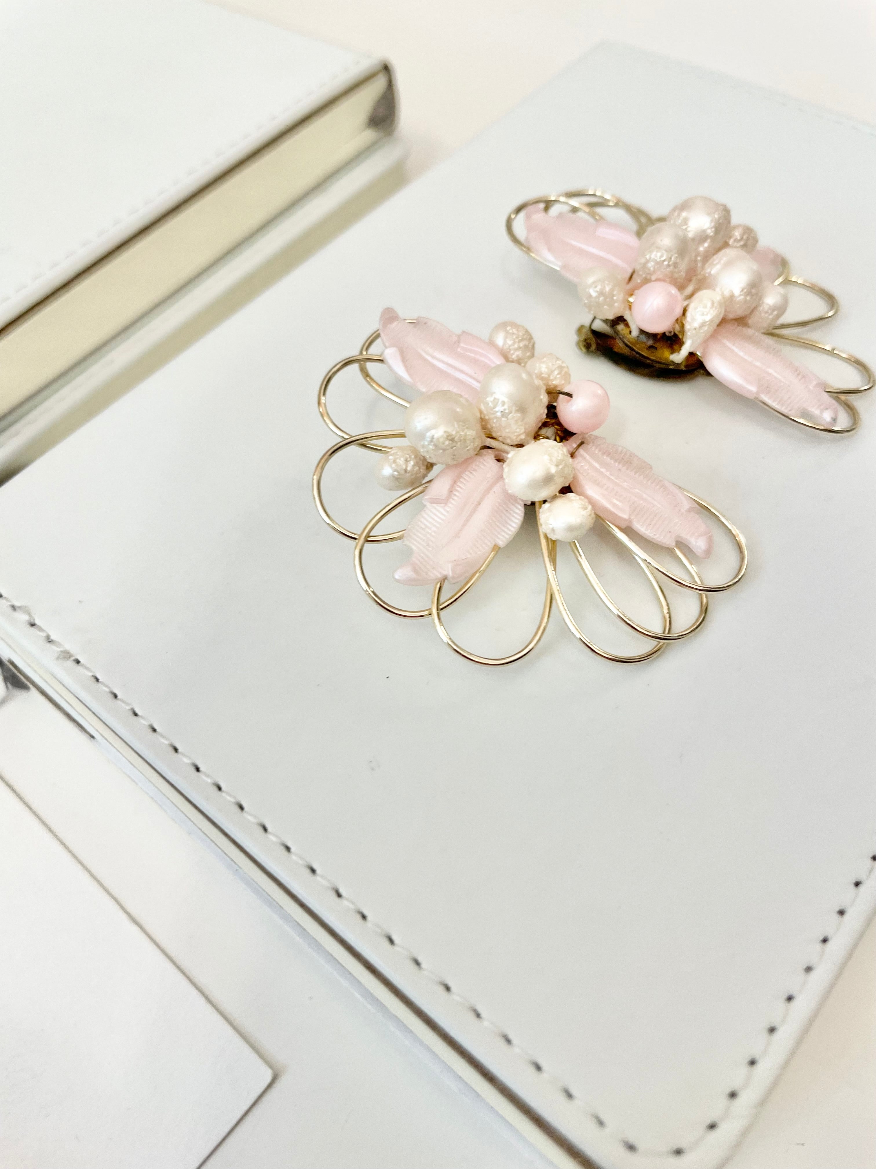 Vintage 1960's soft feminine fan style elegant earrings... so fabulous