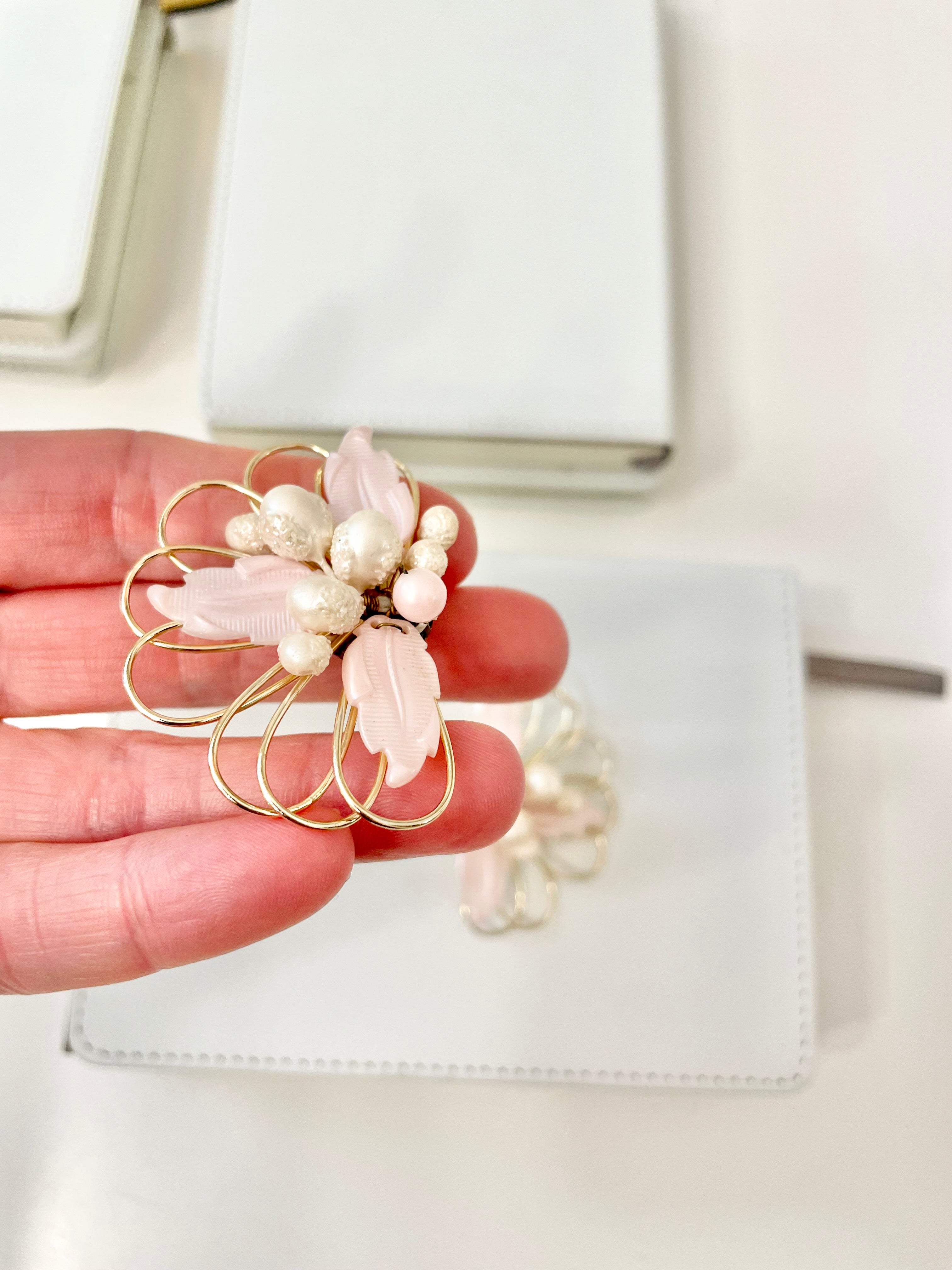 Vintage 1960's soft feminine fan style elegant earrings... so fabulous