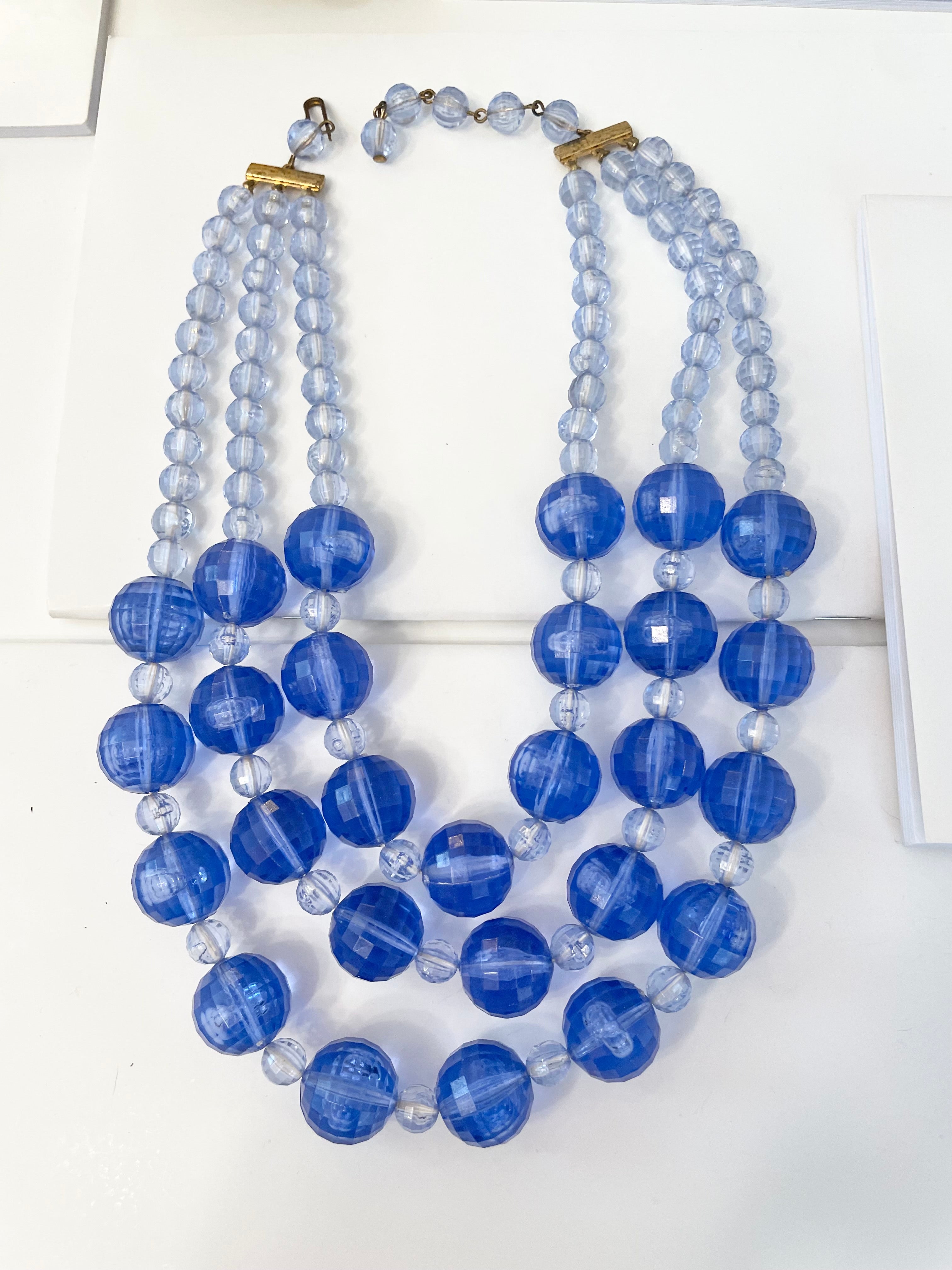 The most divine sapphire resin stone multi strand classic necklace...