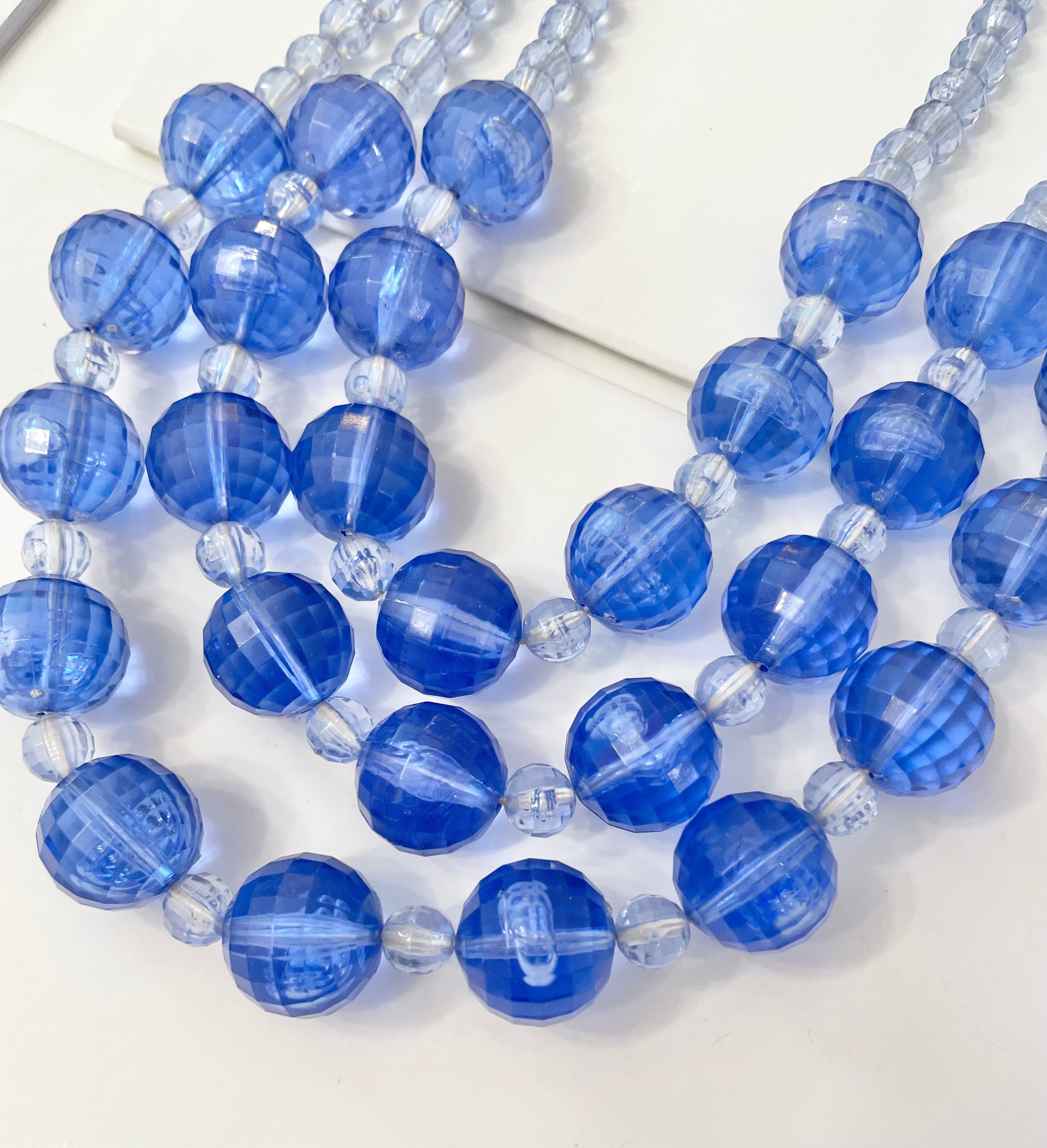 The most divine sapphire resin stone multi strand classic necklace...