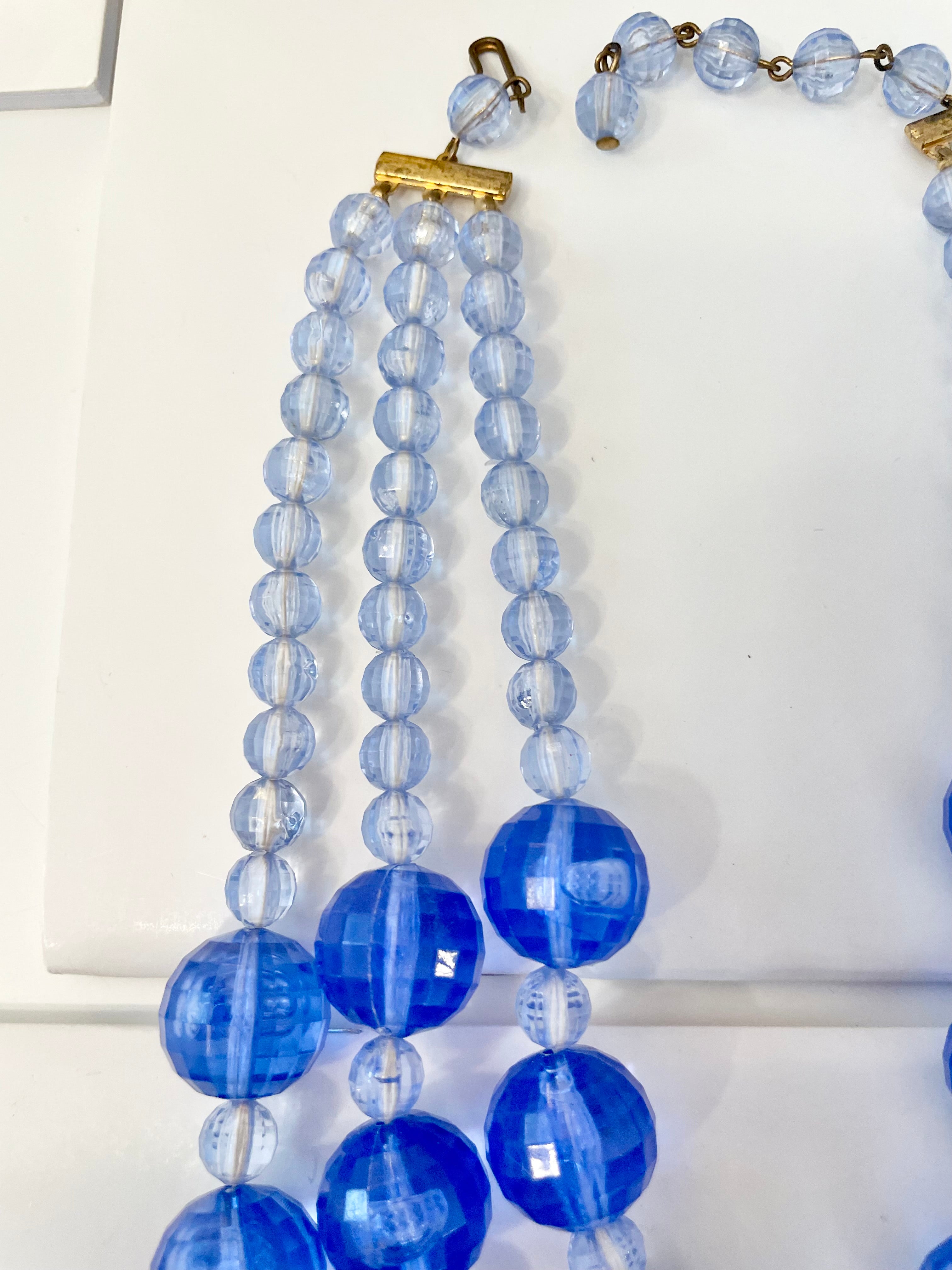 The most divine sapphire resin stone multi strand classic necklace...