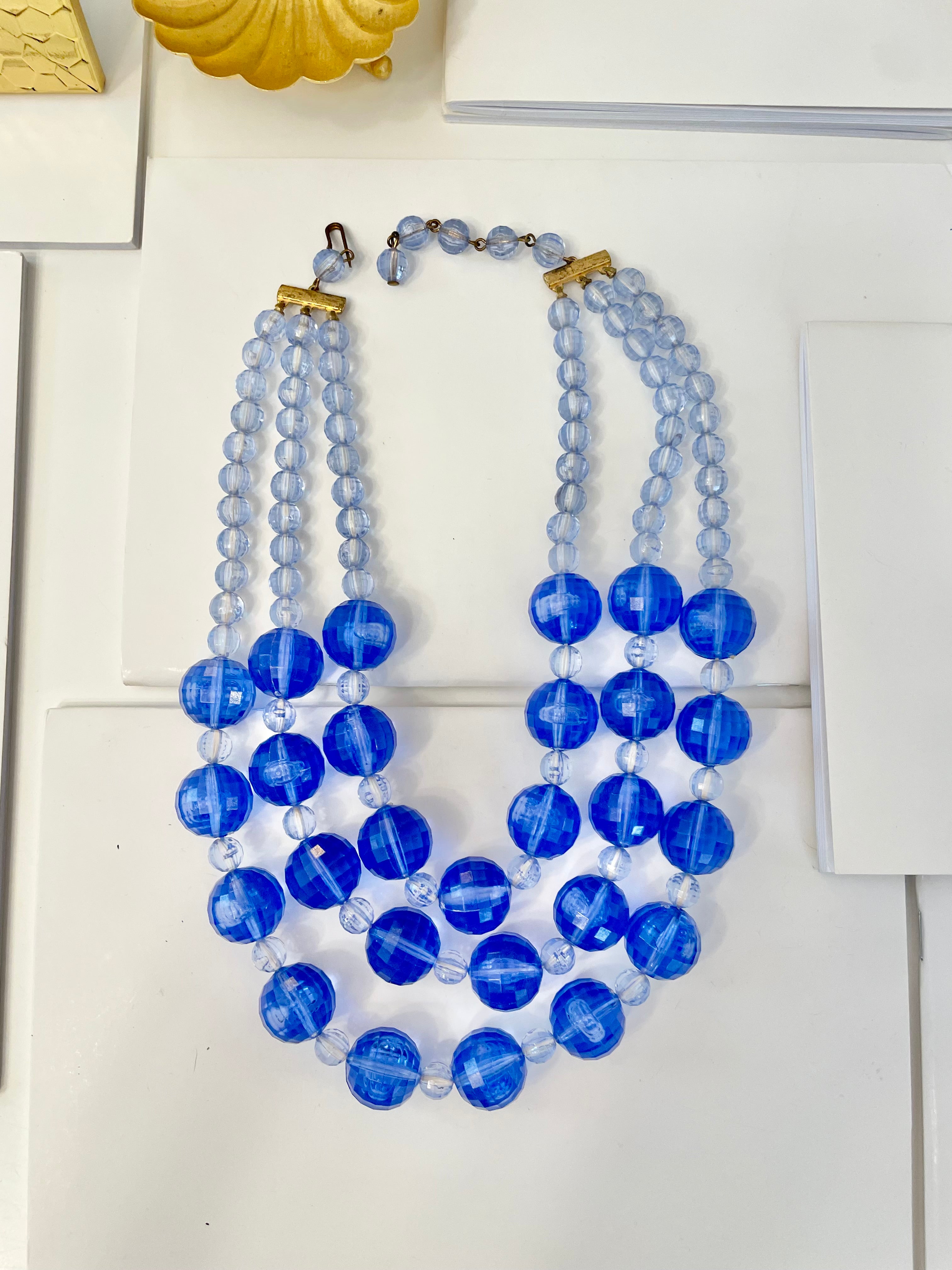 The most divine sapphire resin stone multi strand classic necklace...