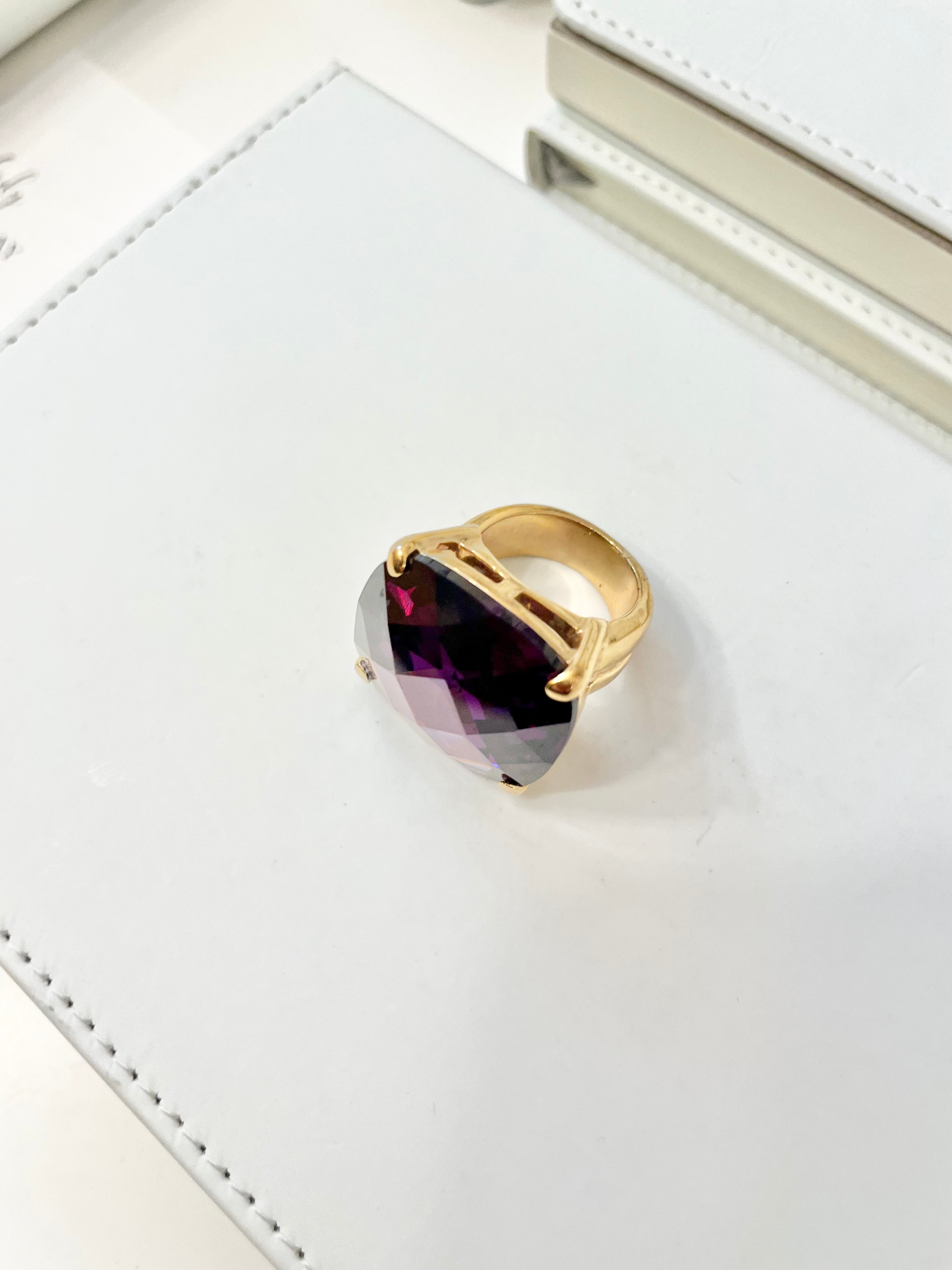 Vintage Martini cocktail ring, a rich hue of deep purple, faceted, and stunning!
