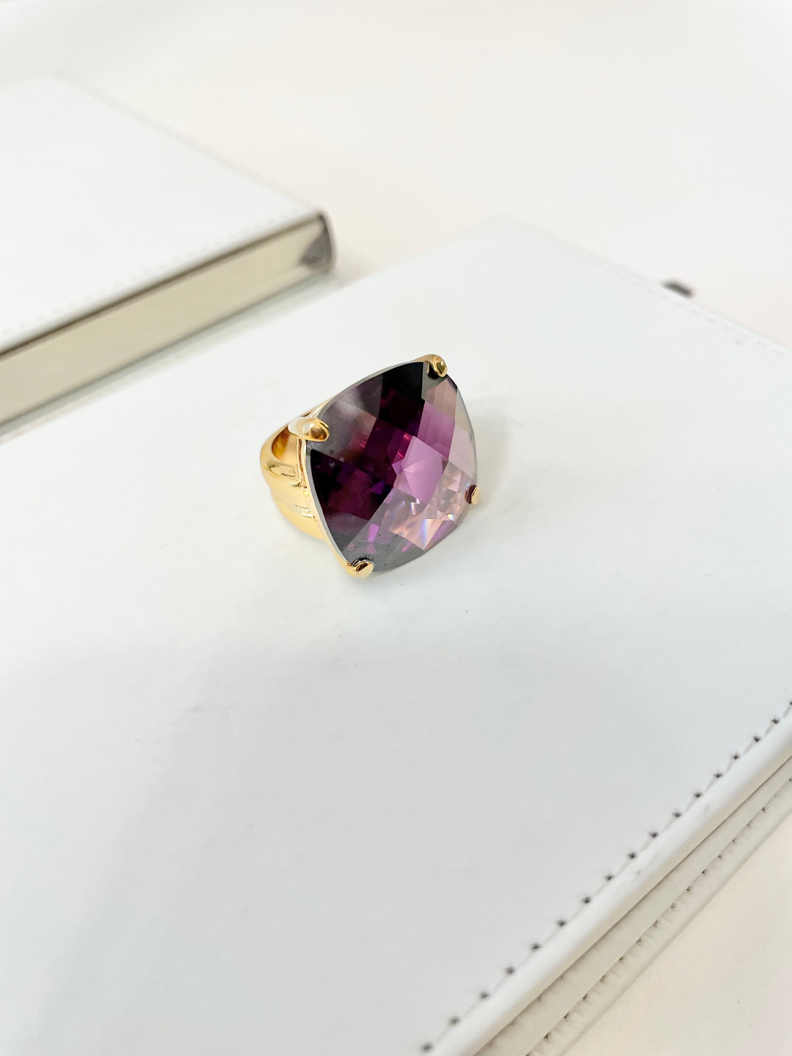 Vintage Martini cocktail ring, a rich hue of deep purple, faceted, and stunning!