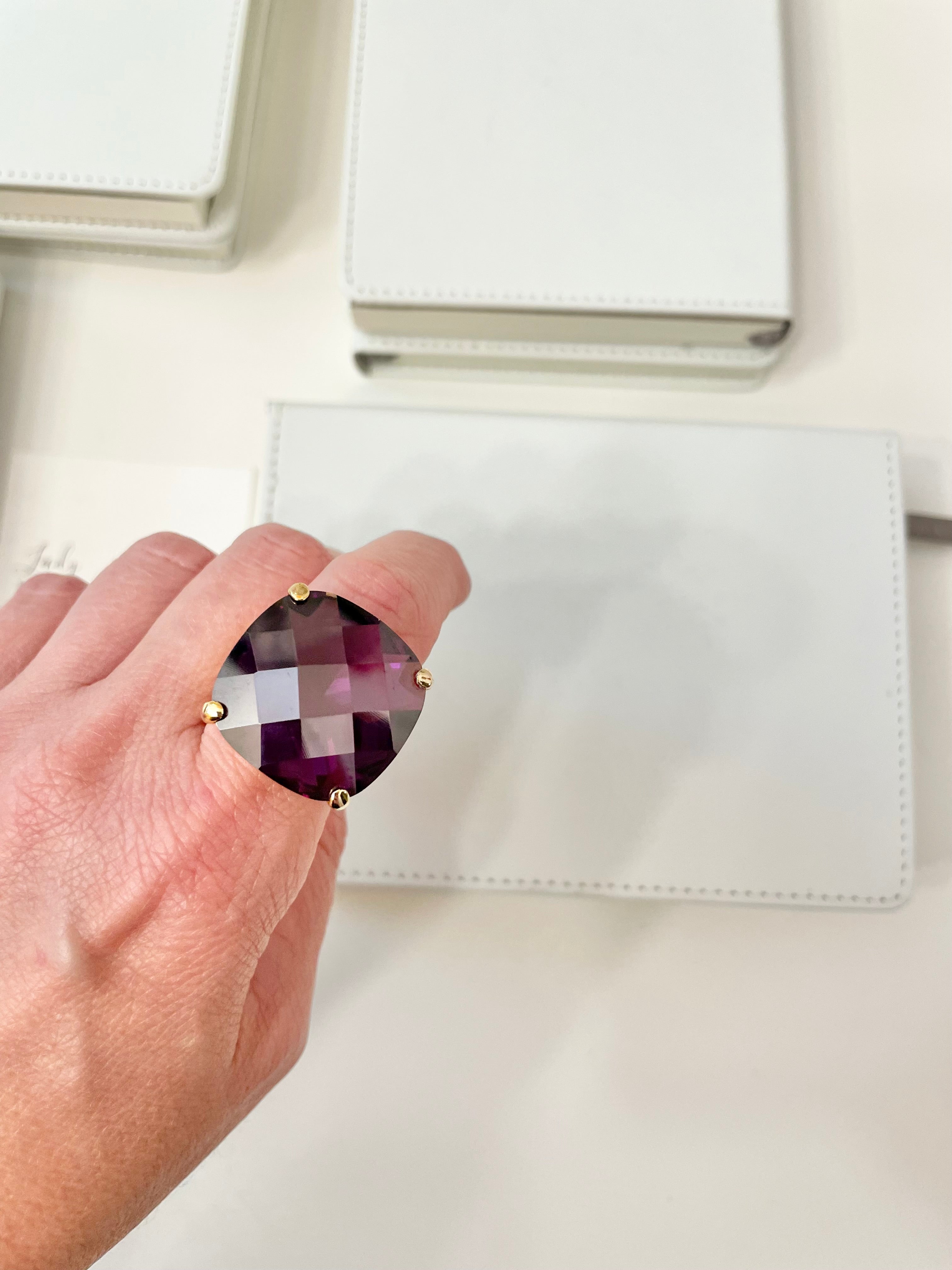 Vintage Martini cocktail ring, a rich hue of deep purple, faceted, and stunning!