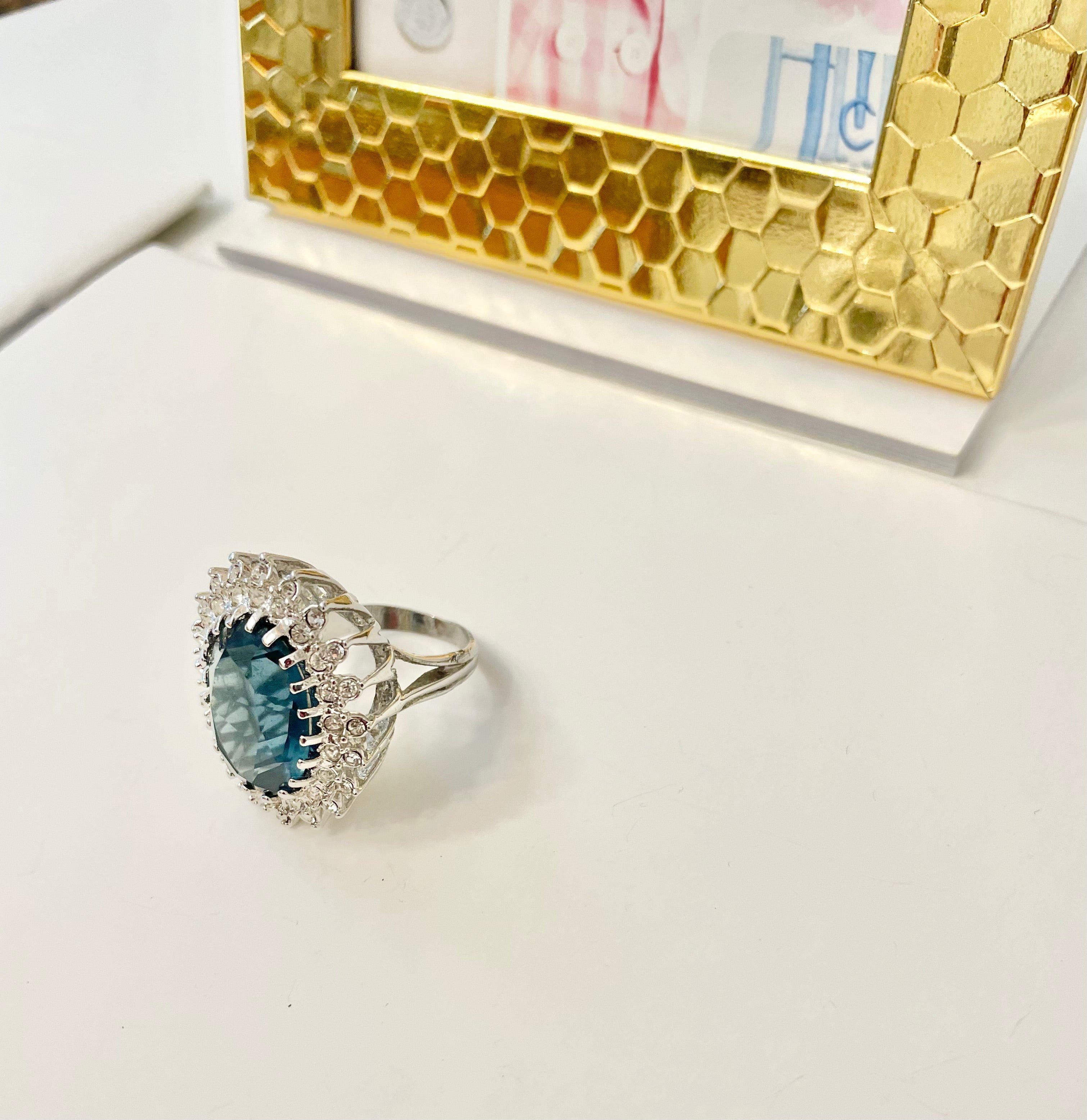 The most divine sapphire glass martini cocktail ring! So fabulous