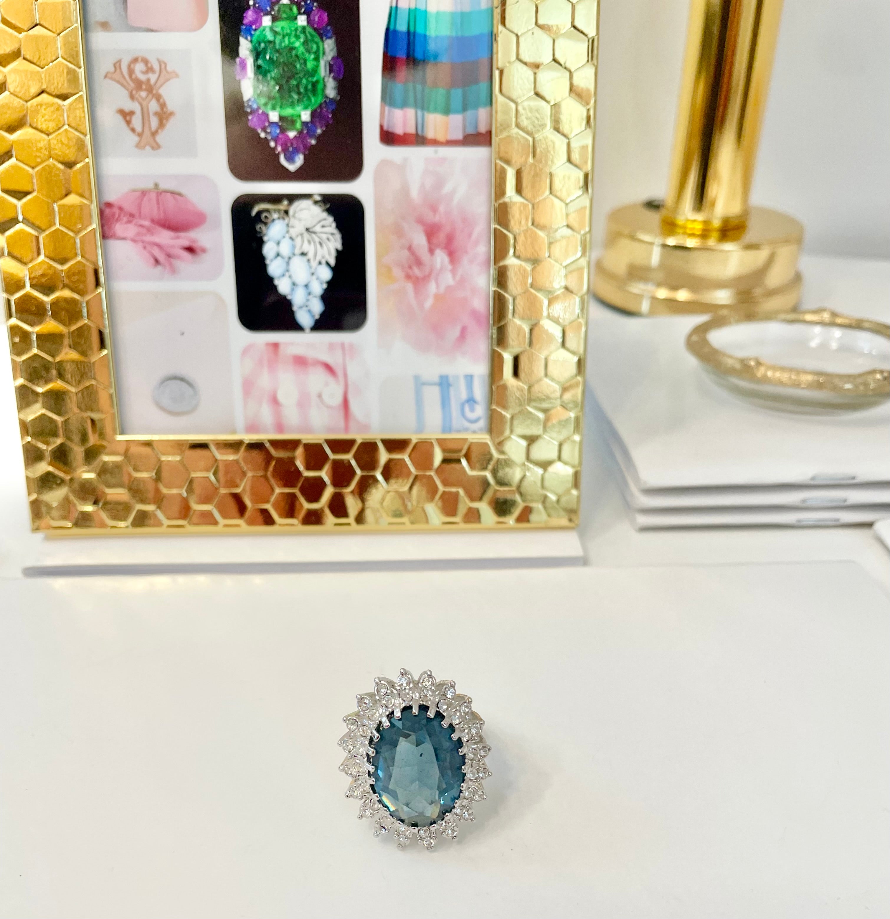 The most divine sapphire glass martini cocktail ring! So fabulous