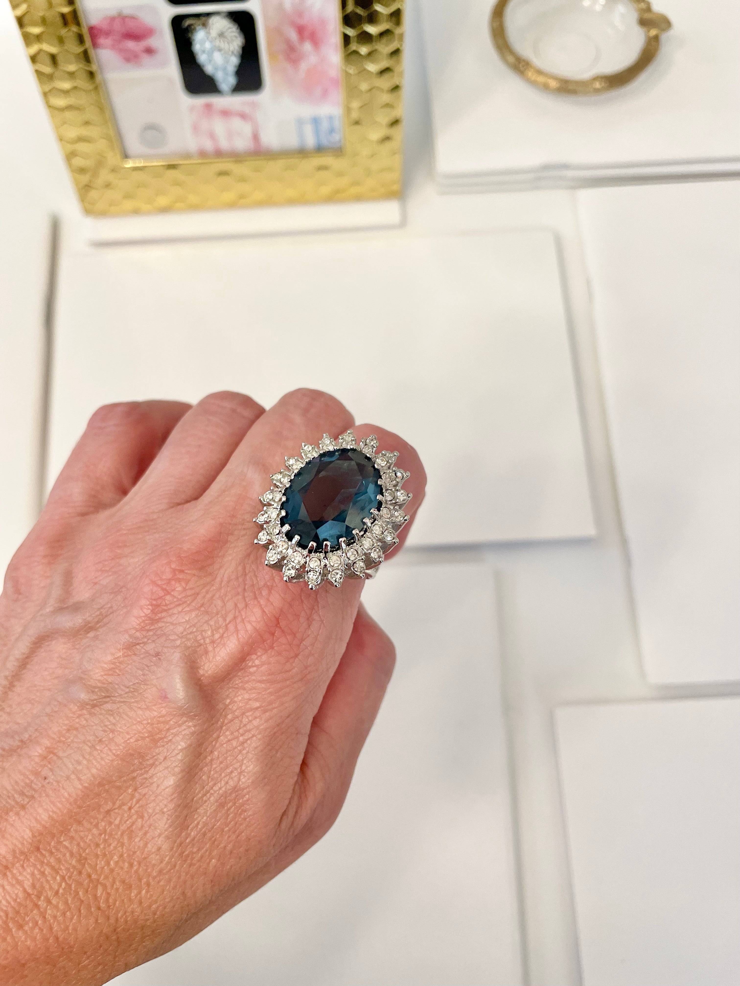 The most divine sapphire glass martini cocktail ring! So fabulous