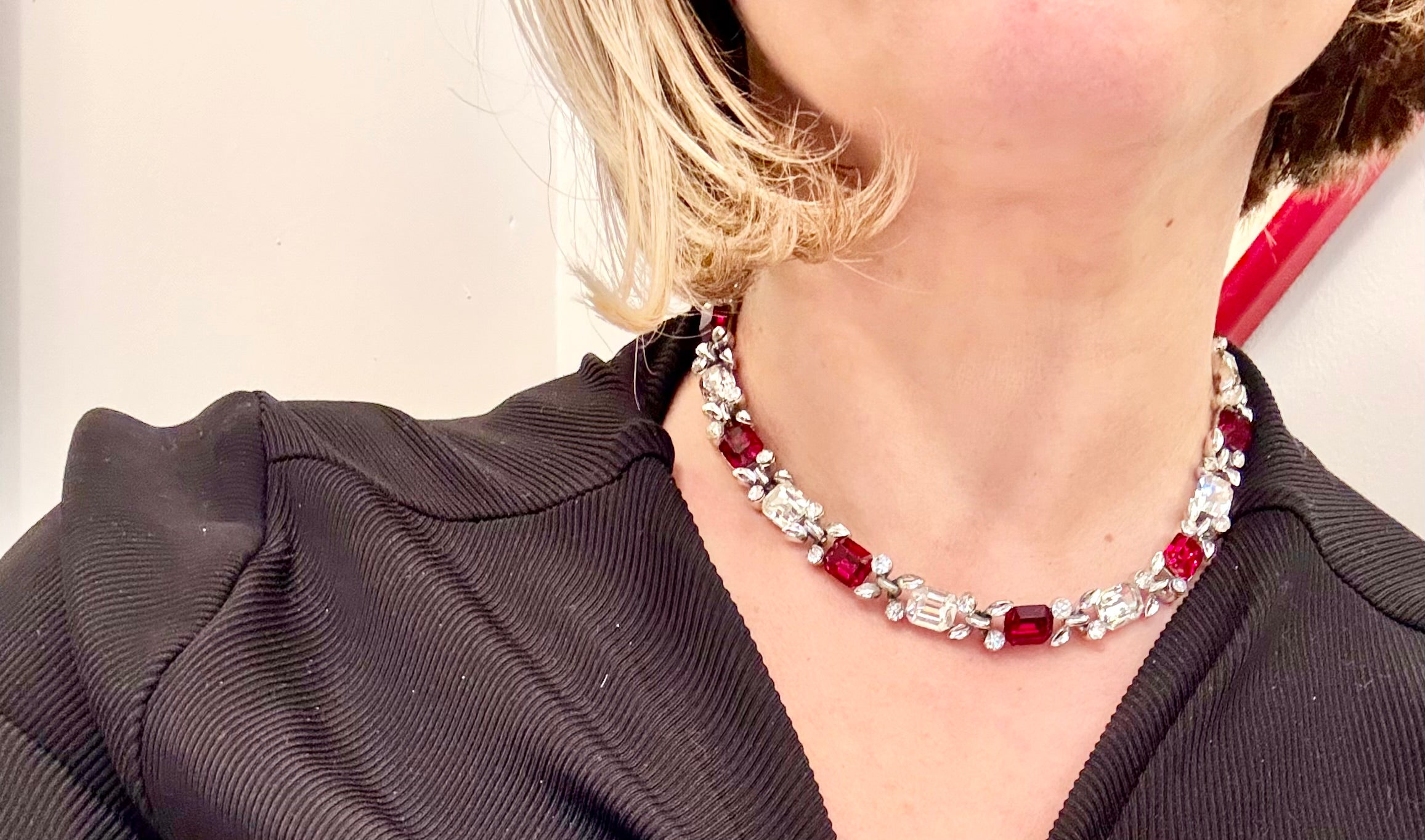 The most divine crystal and ruby glass collar necklace...
