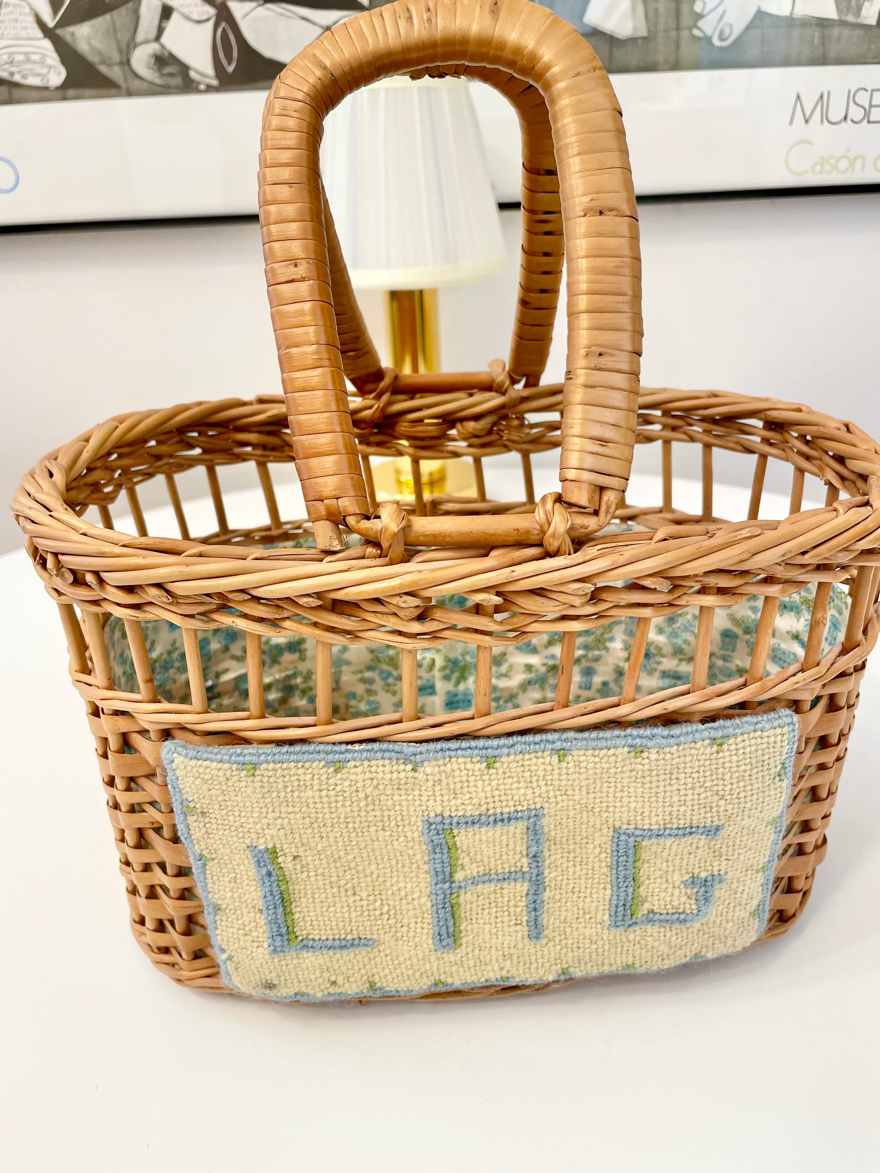 The most lovely monogrammed basket bag! The Preppy Girl classic....