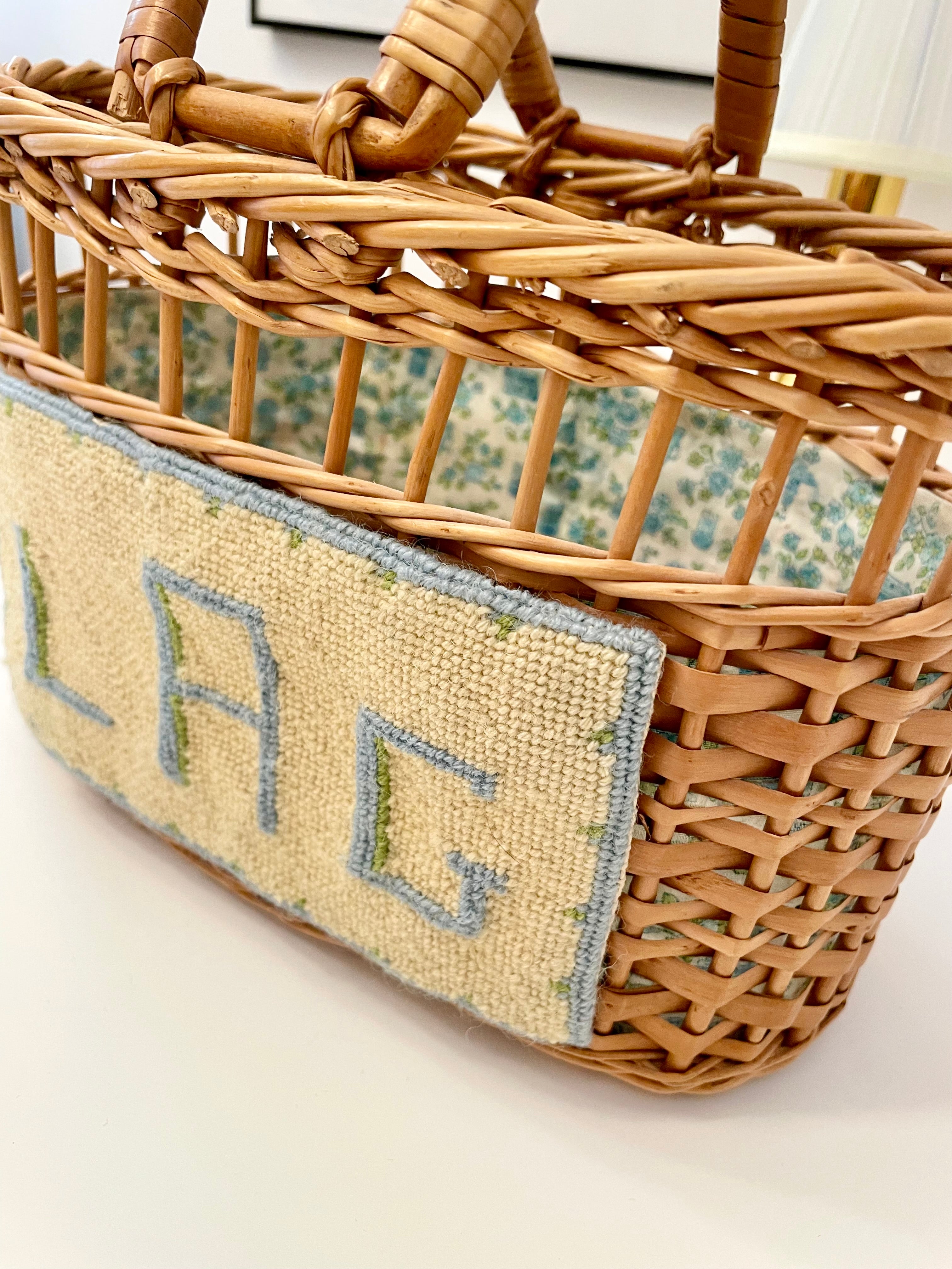 The most lovely monogrammed basket bag! The Preppy Girl classic....