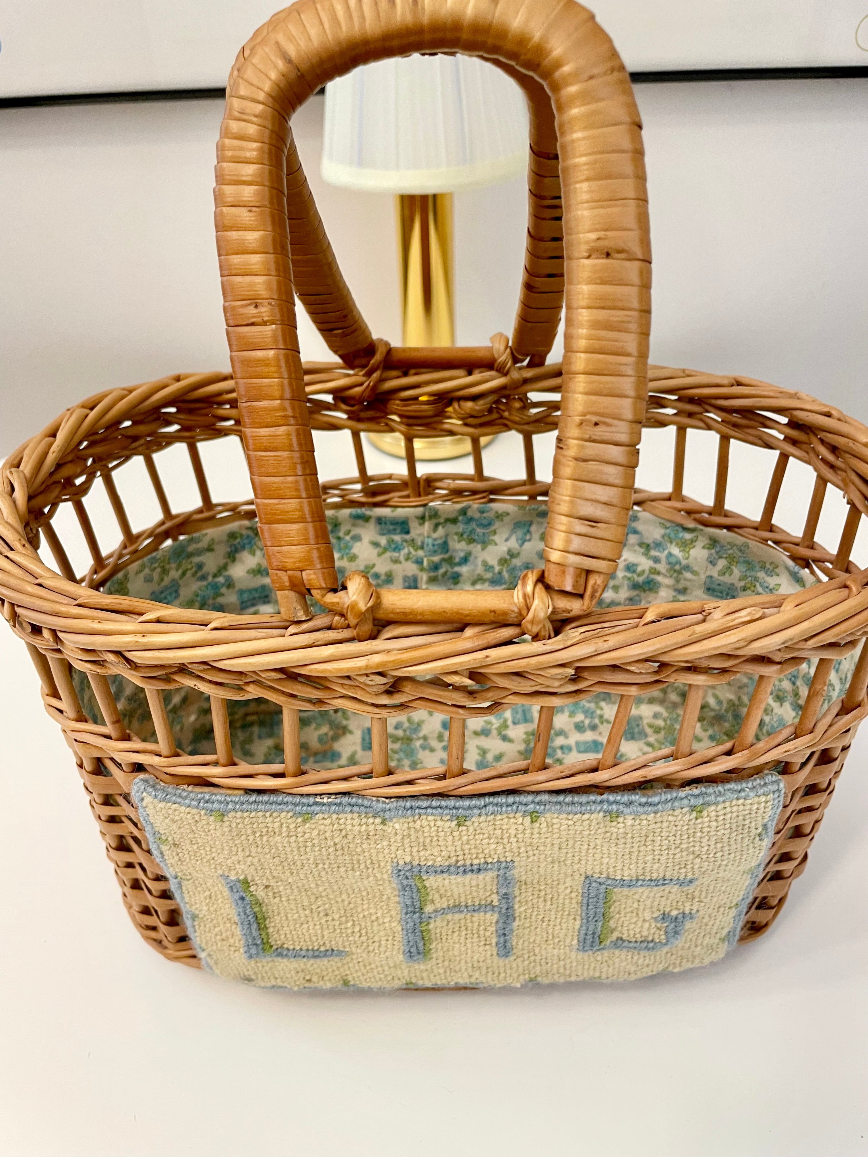 The most lovely monogrammed basket bag! The Preppy Girl classic....