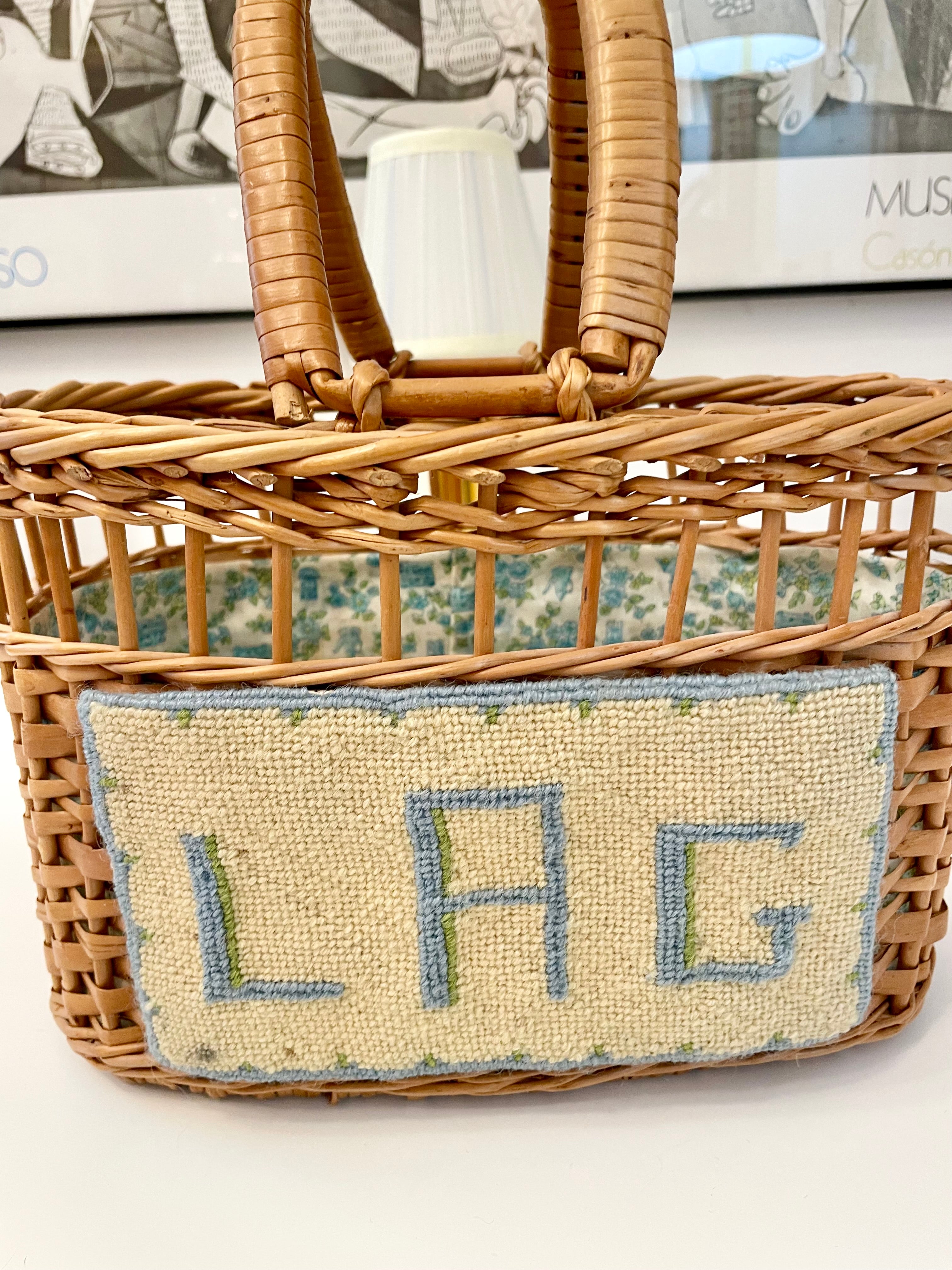 The most lovely monogrammed basket bag! The Preppy Girl classic....