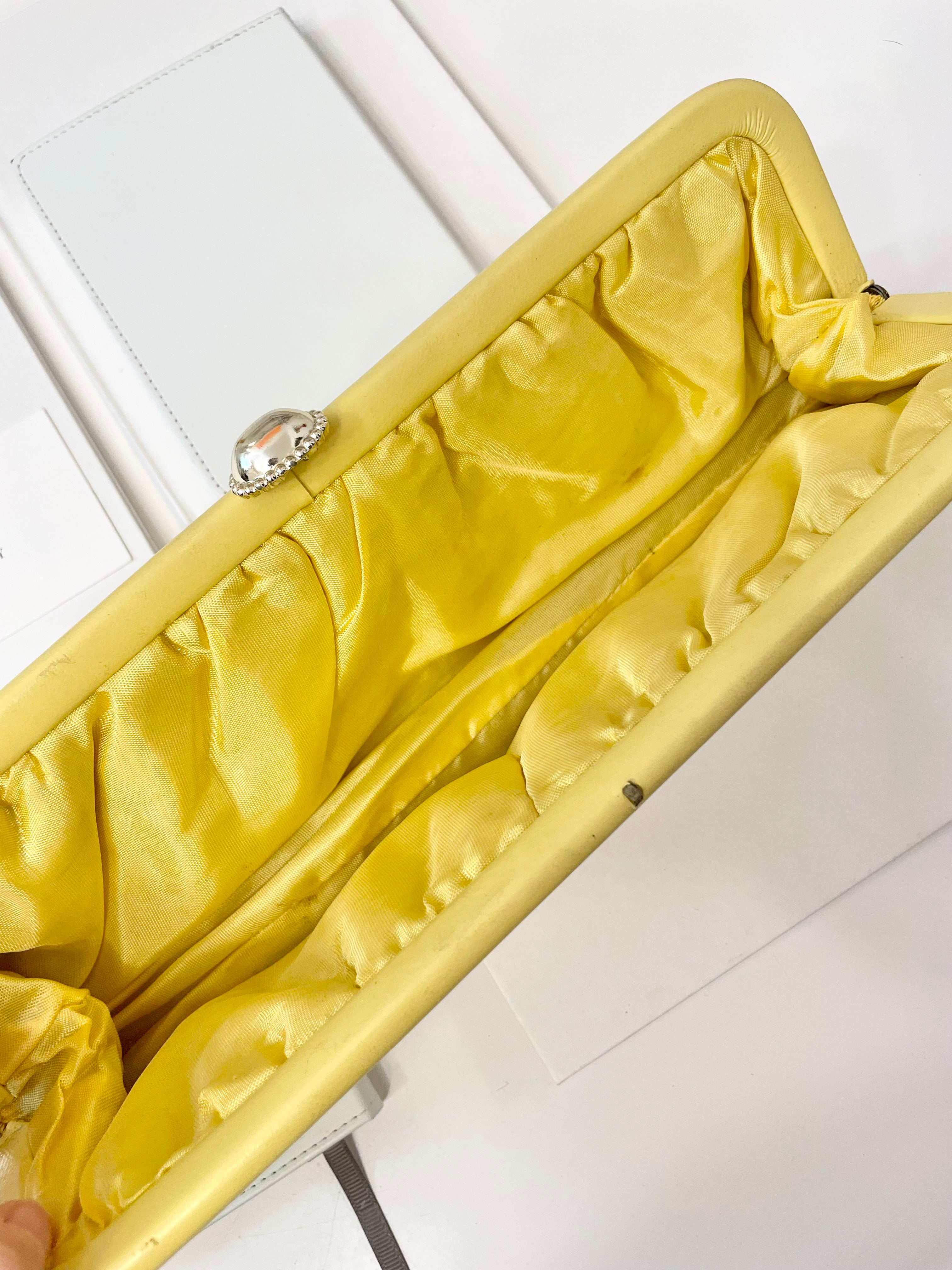 The Cocktail hour bag... so chic. This 1960's bright yellow long clutch bag, is exactly the perfect bag for ladies night with the gals!