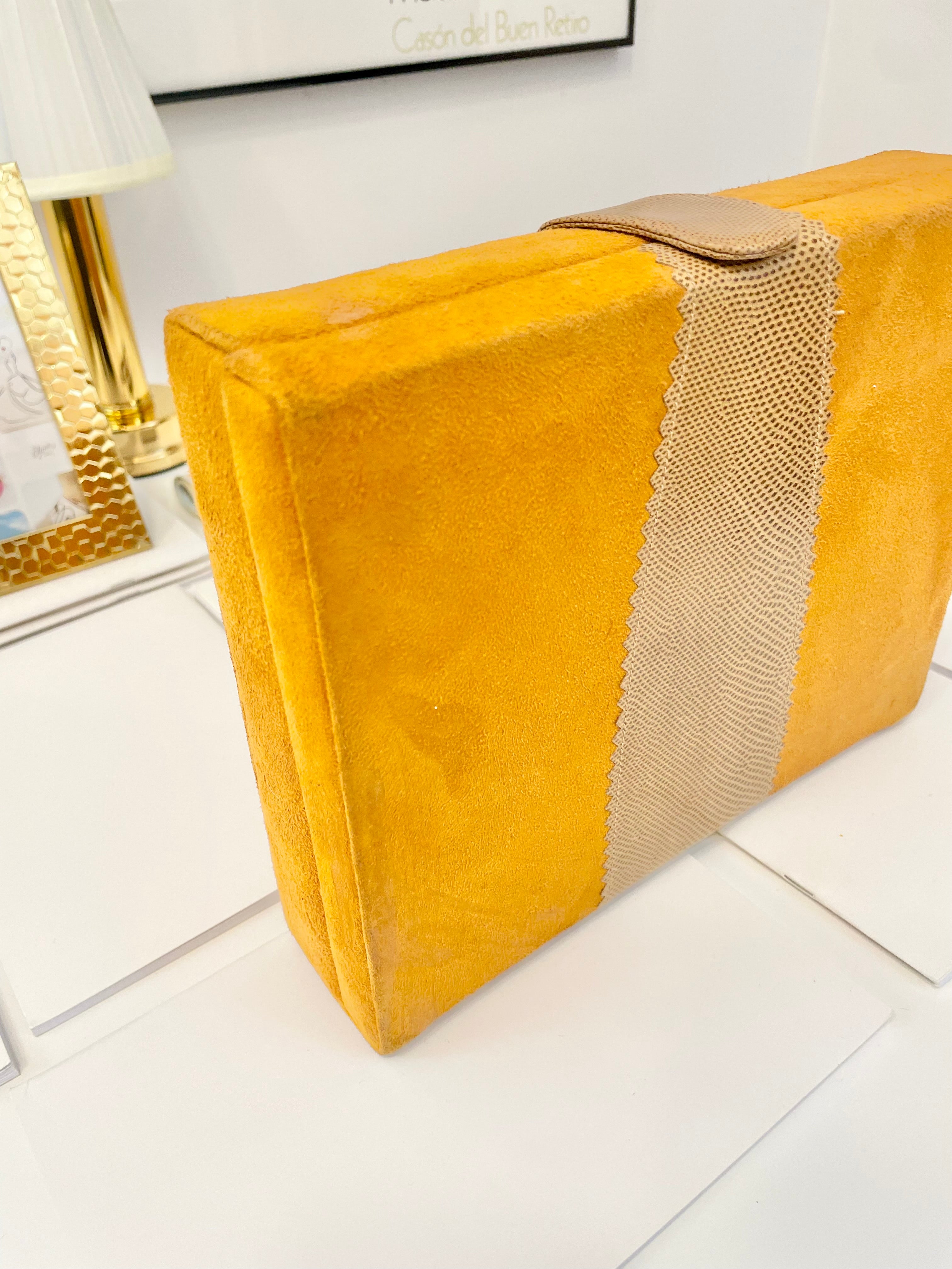 The most chic 1980's suede box clutch bag... so rare and classy.