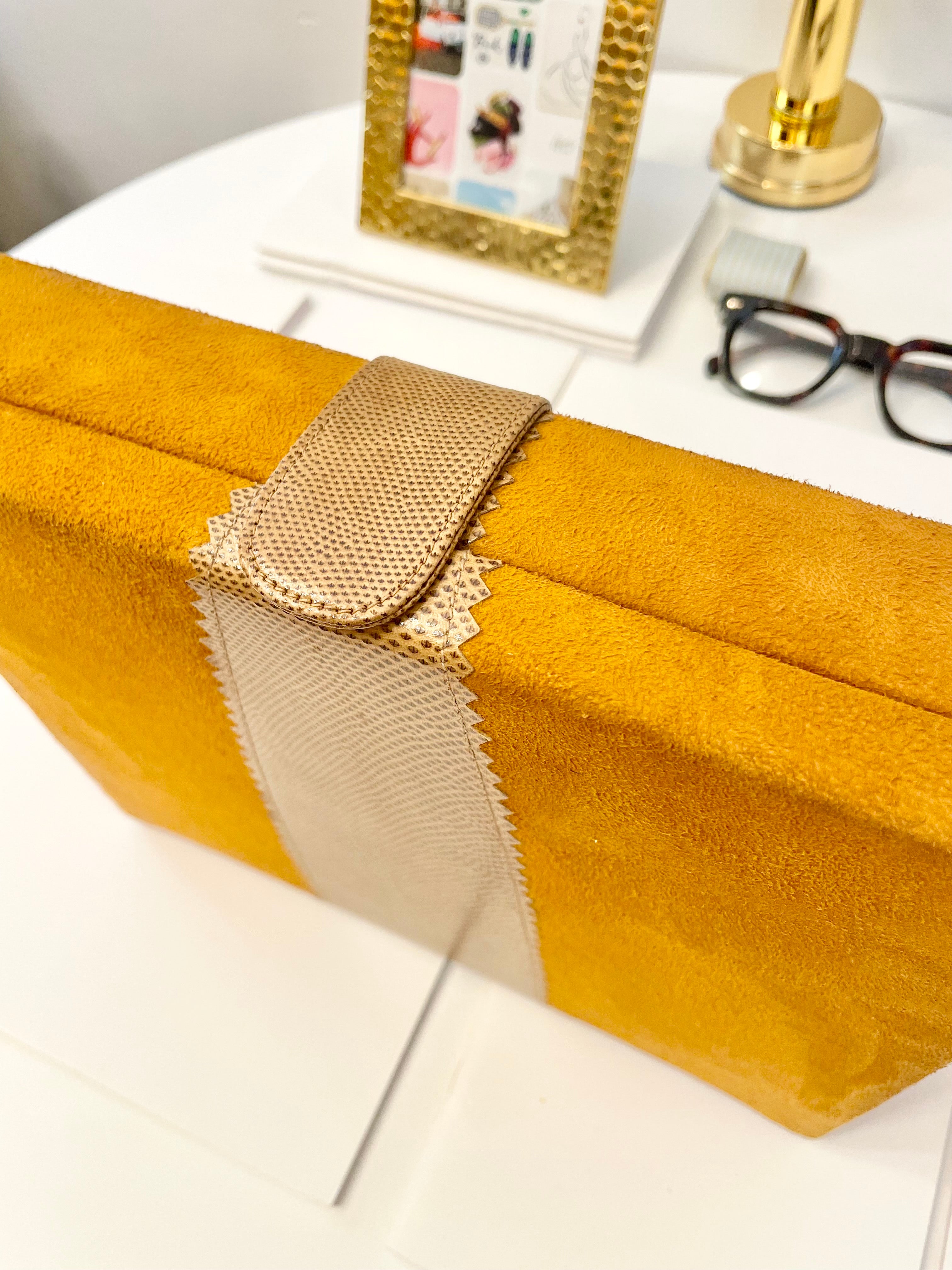 The most chic 1980's suede box clutch bag... so rare and classy.