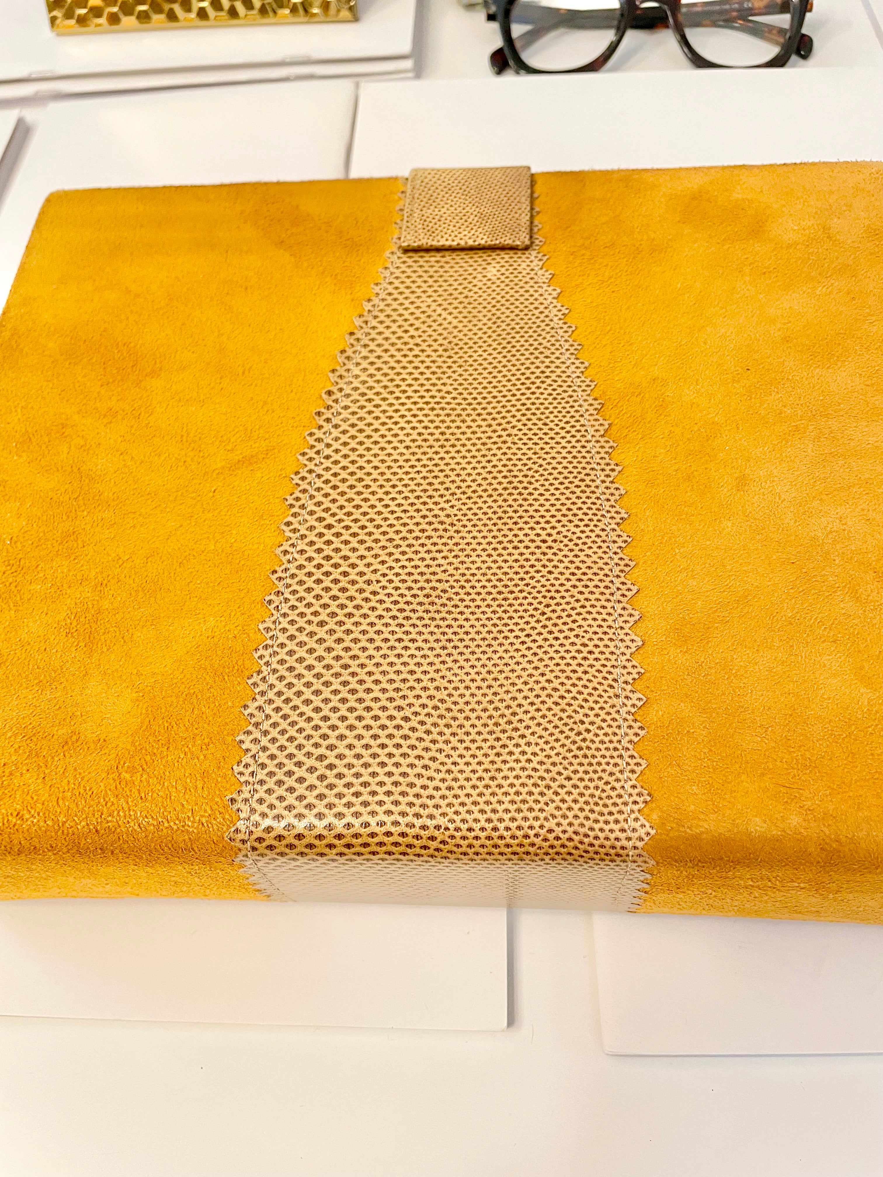 The most chic 1980's suede box clutch bag... so rare and classy.