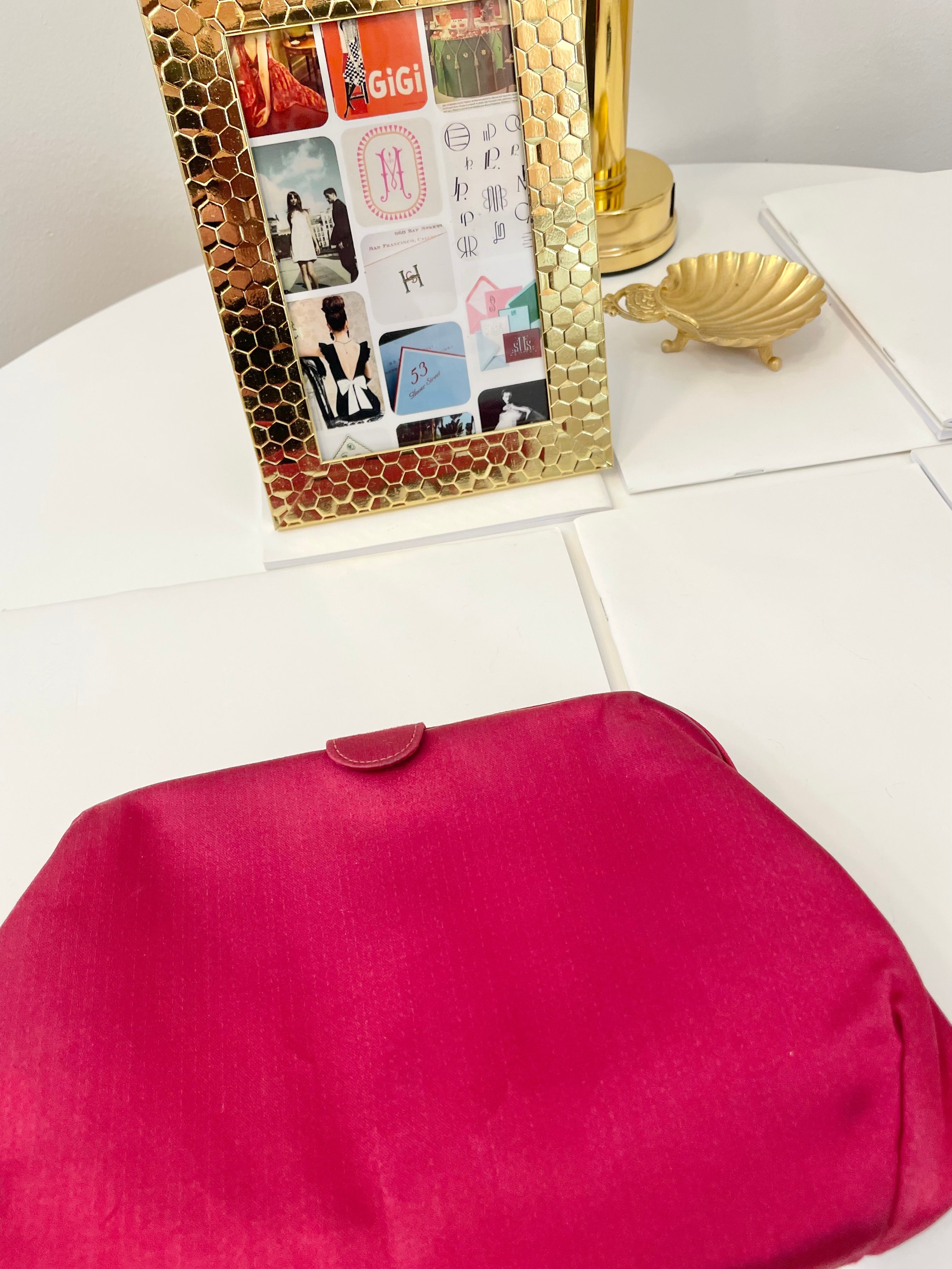 The most chic magenta satin and silk clutch bag.... the color is so rich