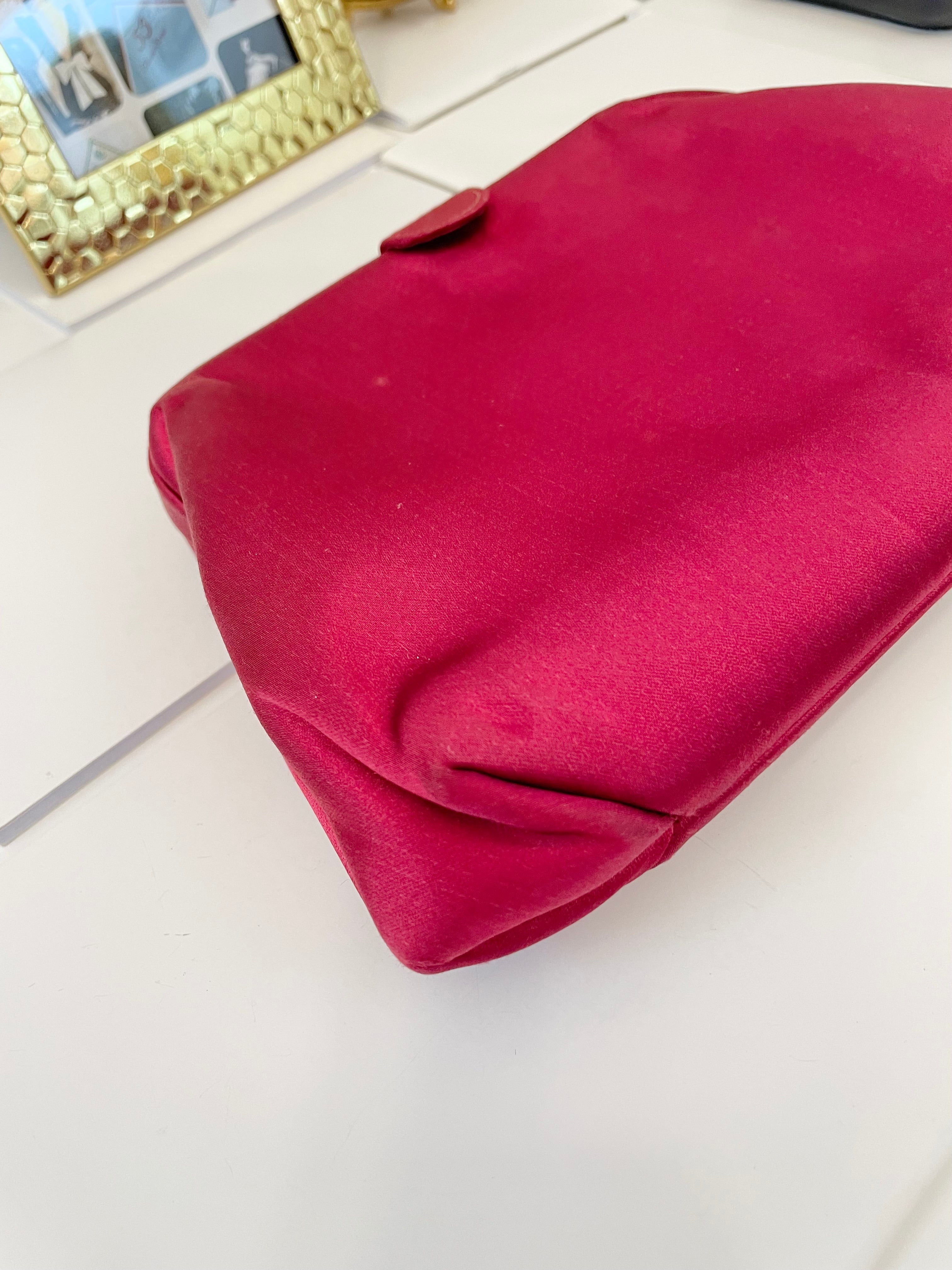 The most chic magenta satin and silk clutch bag.... the color is so rich