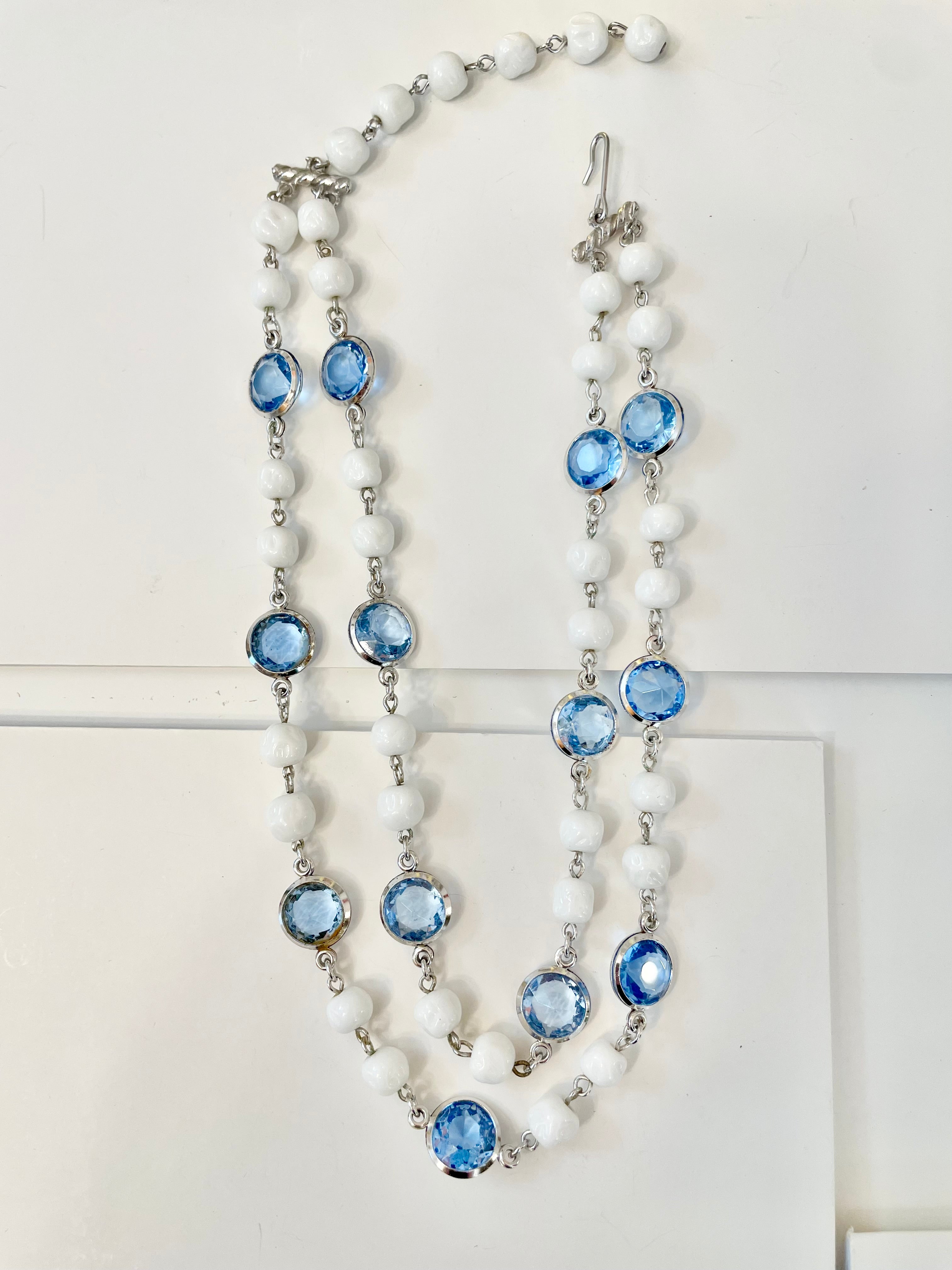 The most divine blue and white glass multi strand necklace.... so elegant