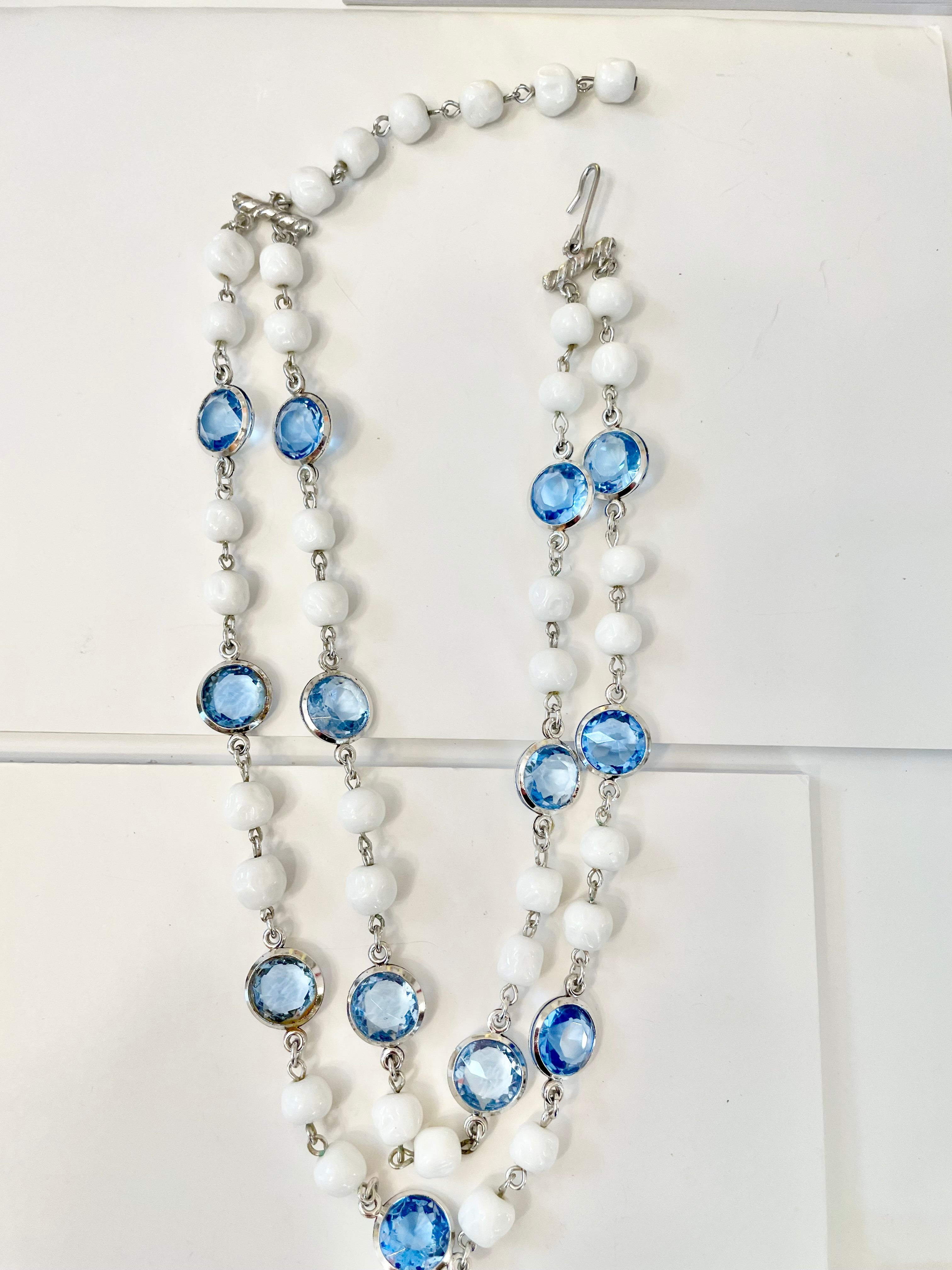 The most divine blue and white glass multi strand necklace.... so elegant