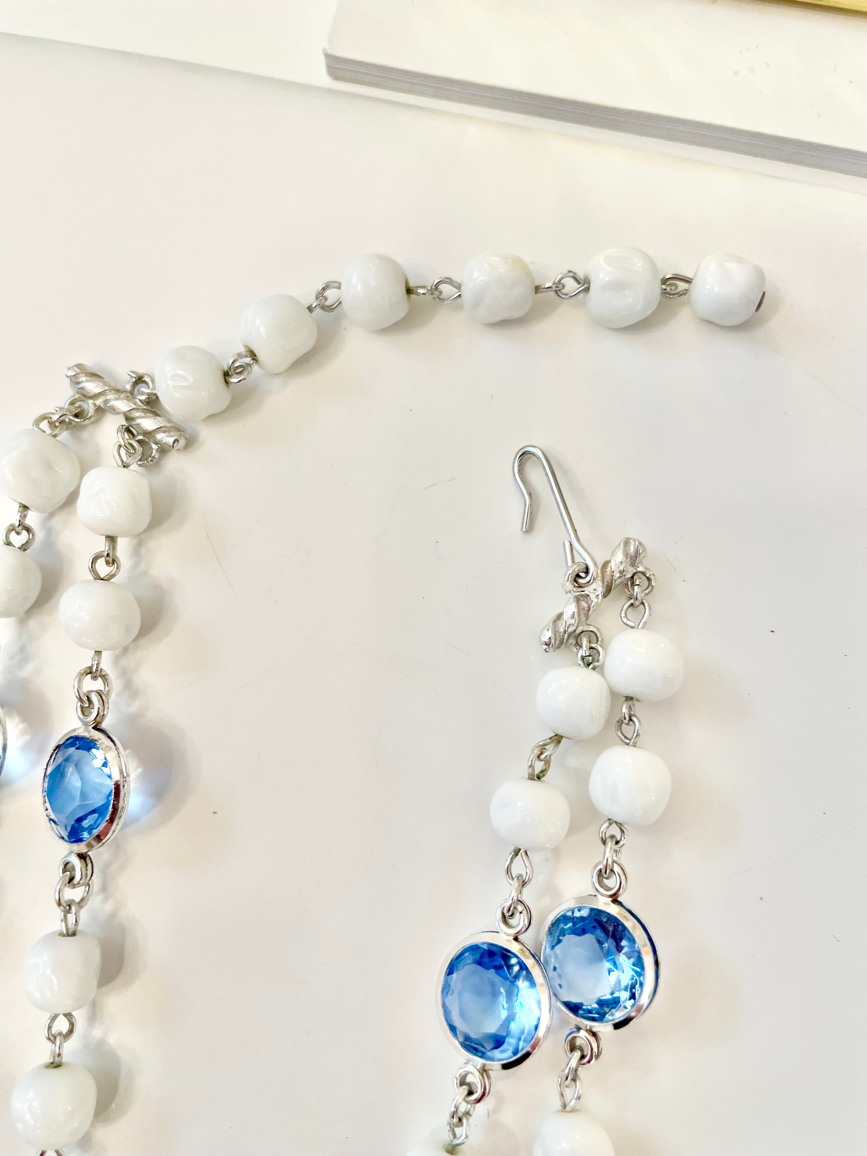 The most divine blue and white glass multi strand necklace.... so elegant